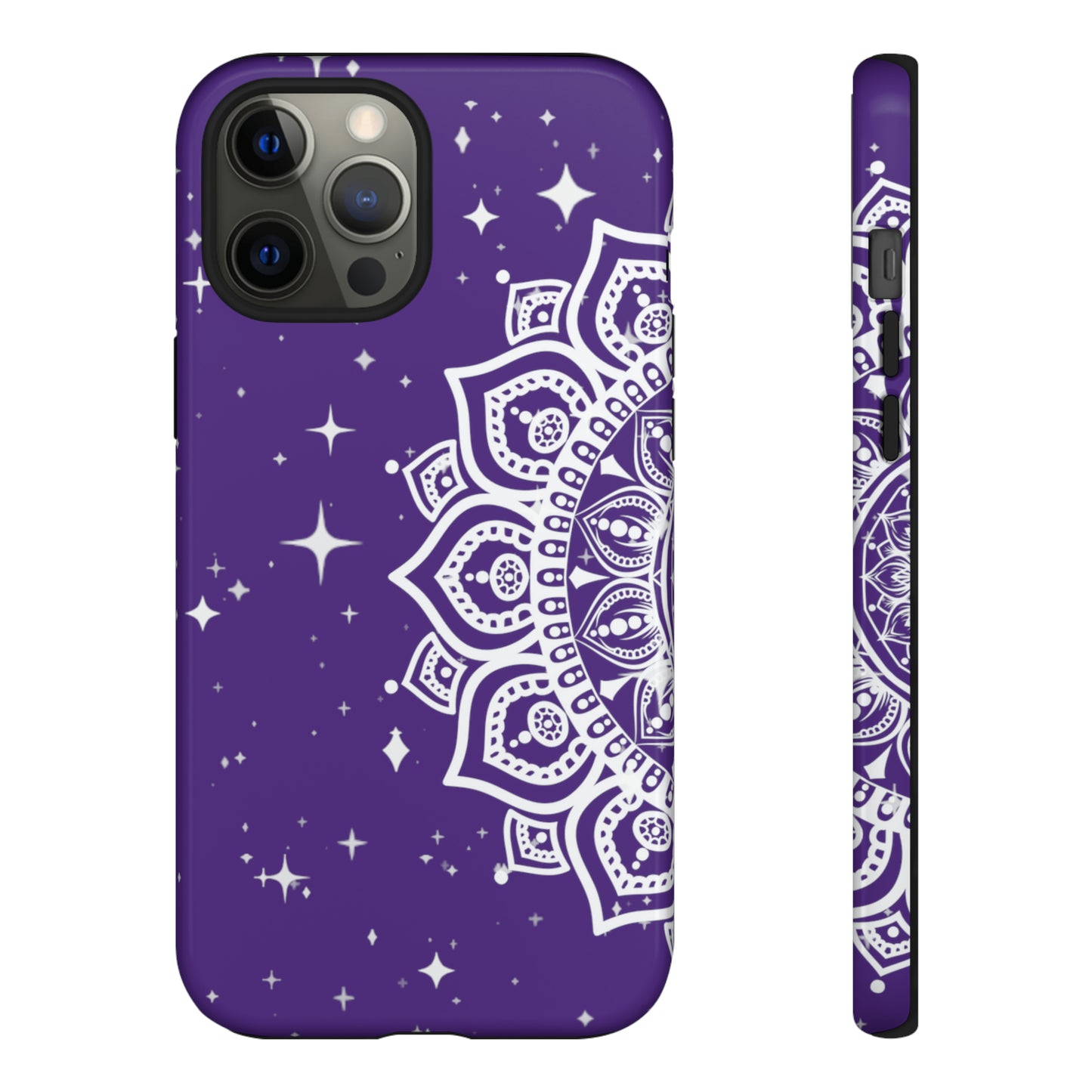 Purple mandala protective phone case for iPhone, Samsung and Google