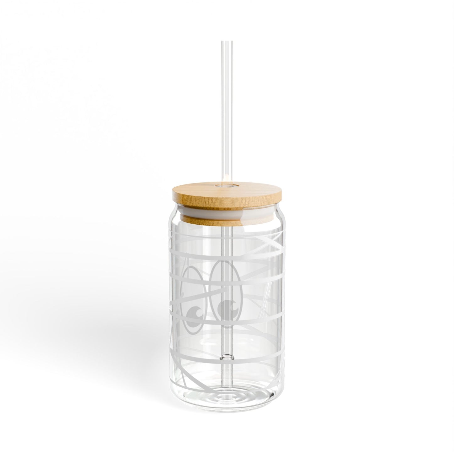 Mummy 16oz Glass Can with Lid and Straw