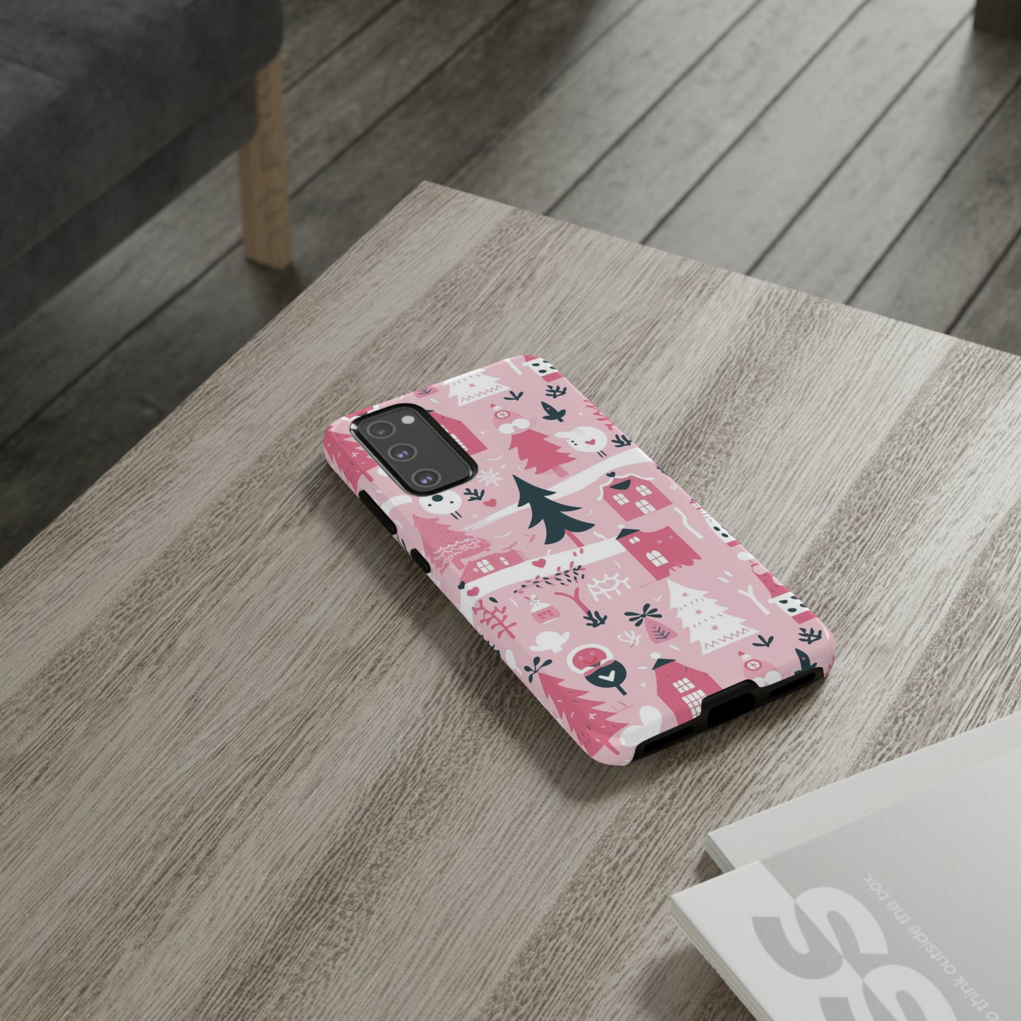 Pink Christmas Design Protective Case for Iphone, Samsung and Google Phones