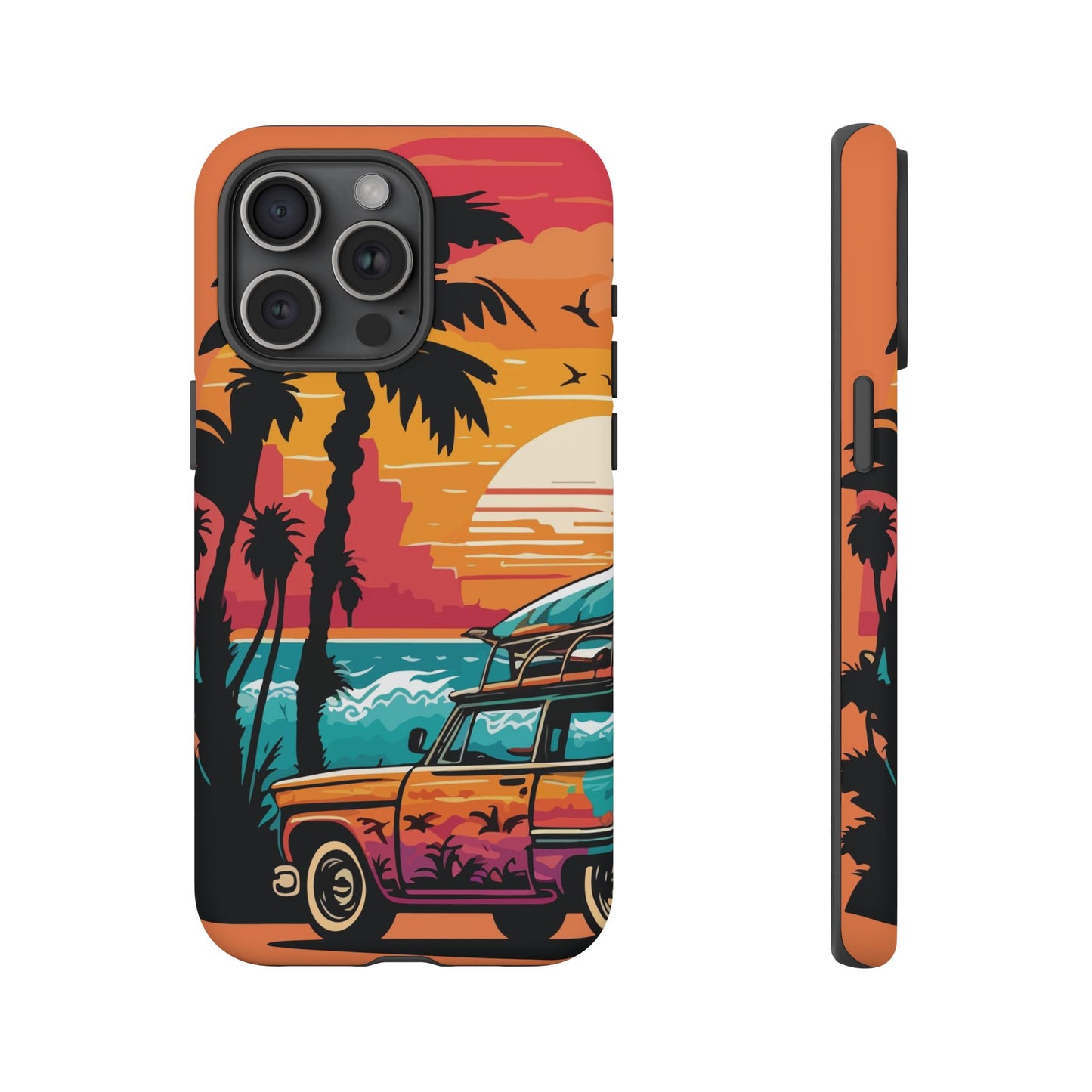 Summer Retro Sunset Protective Phone Case
