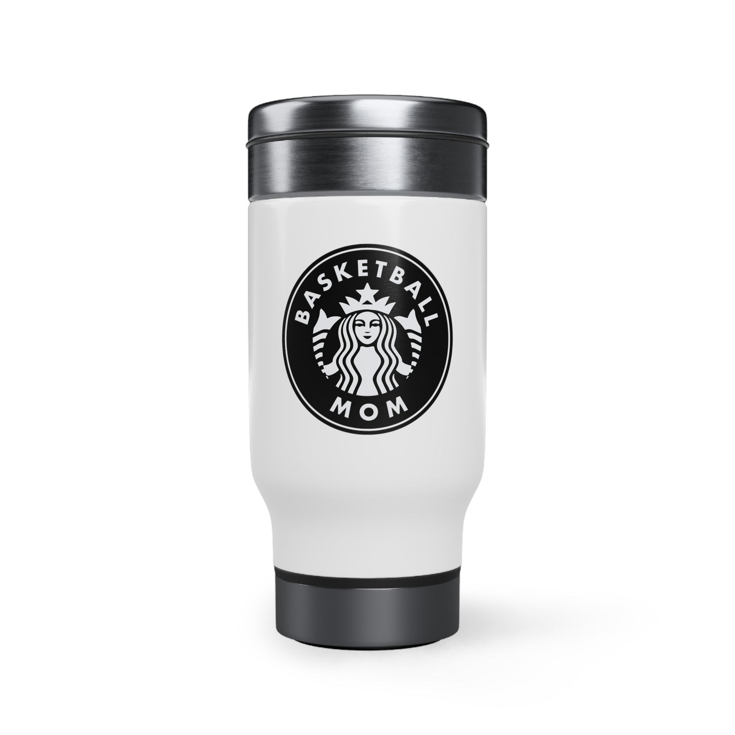 Basketball Mom Travel Mug with Handle, 14oz