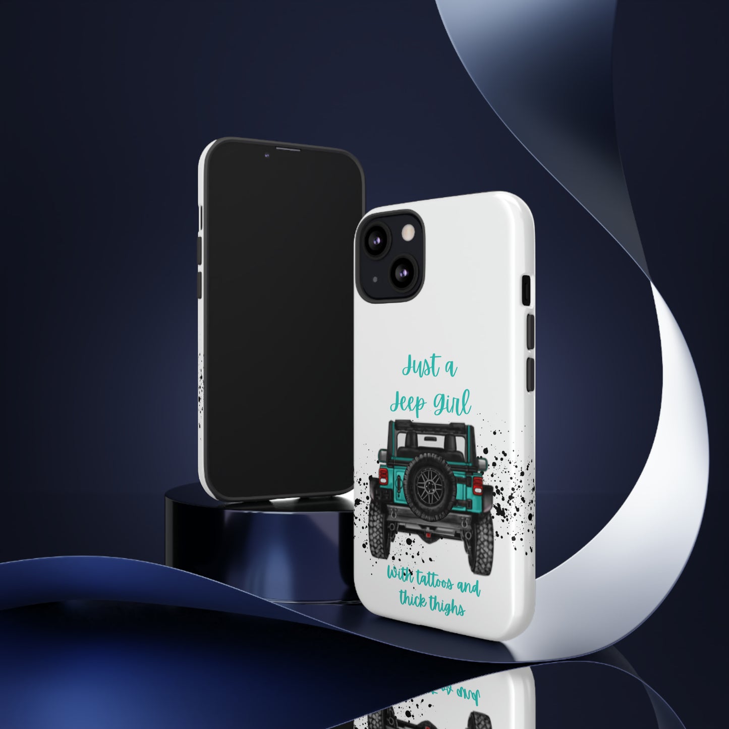 Off Road Girl with Tattoos and Thick Thighs Turquoise Protective Phone Case