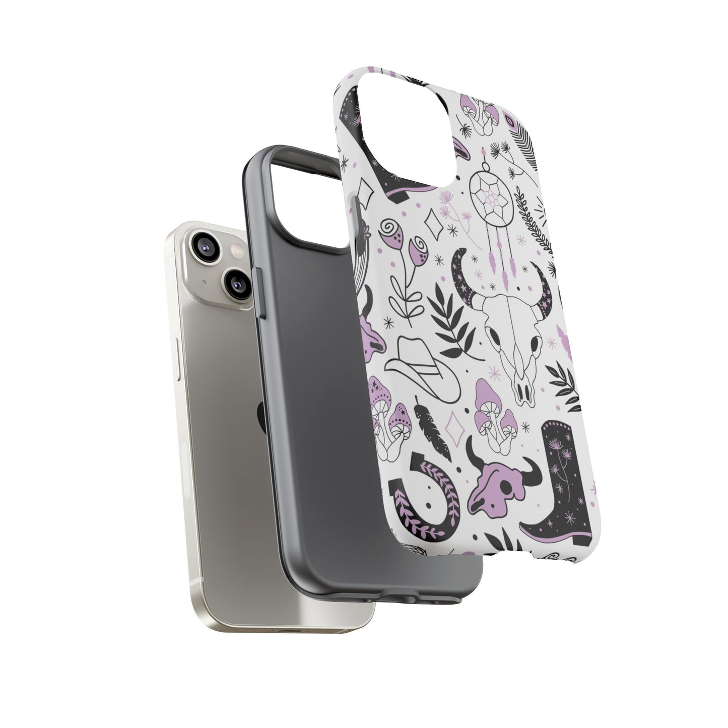 Purple and Black Western Protective Drop Proof Case Iphone, Samsung and Google phones