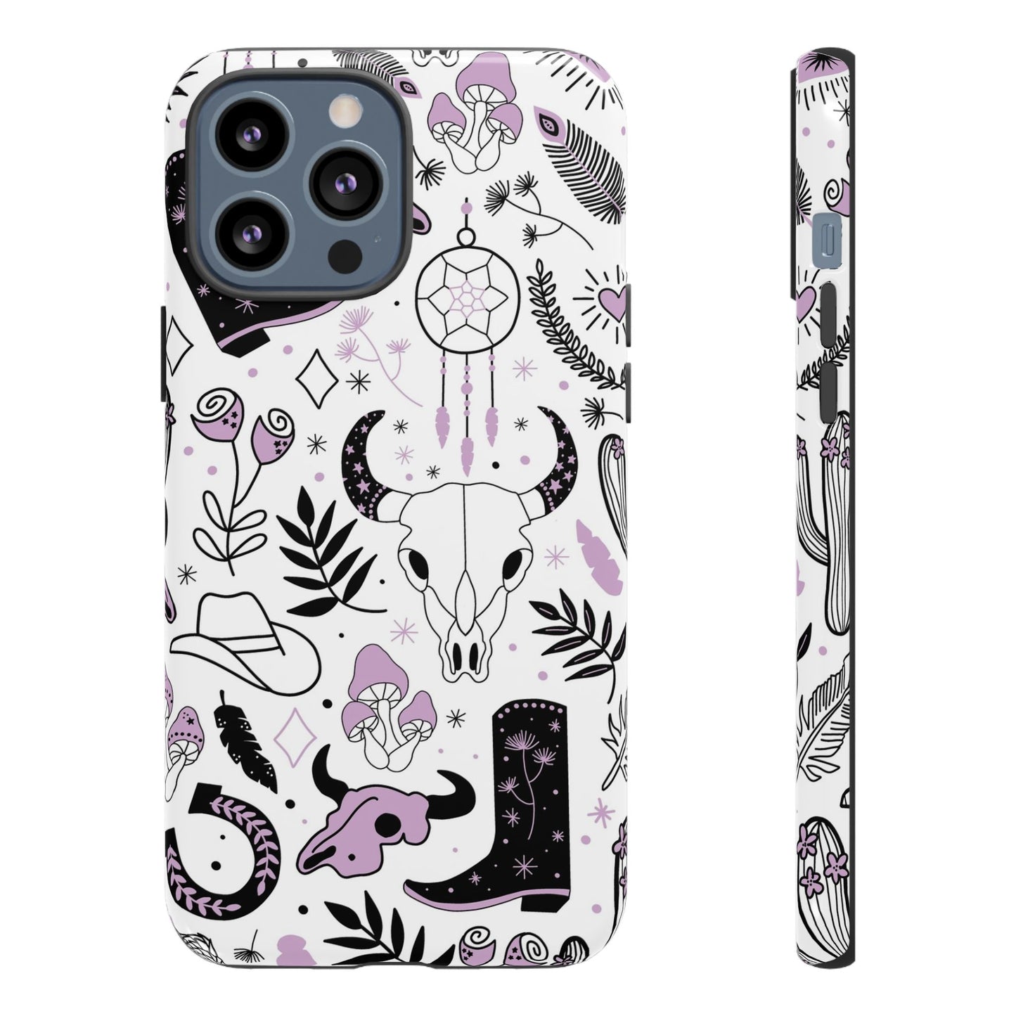 Purple and Black Western Protective Drop Proof Case Iphone, Samsung and Google phones