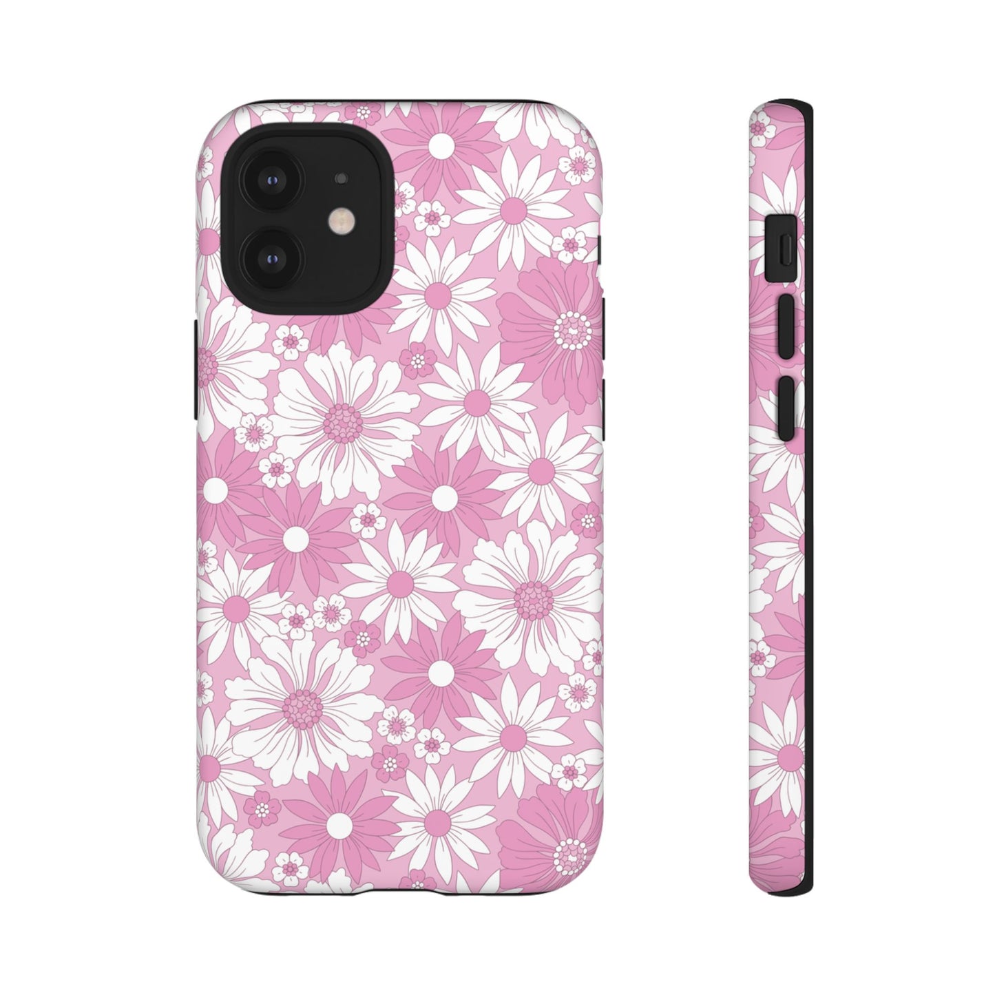 Pink and White Flowers Protective Phone Case