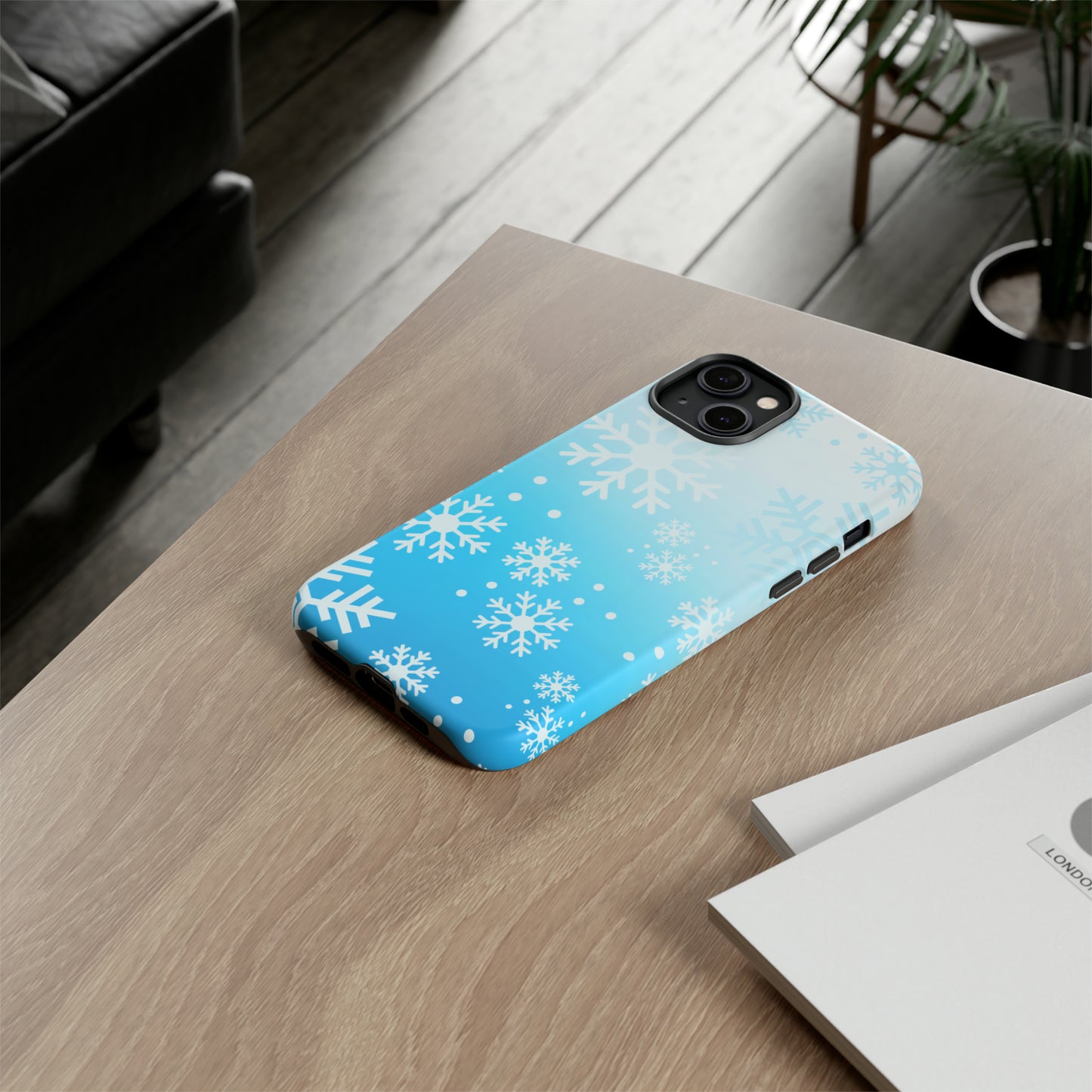 Winter, frozen, snowflake ombré protective phone case for Google, Samsung and IPhone