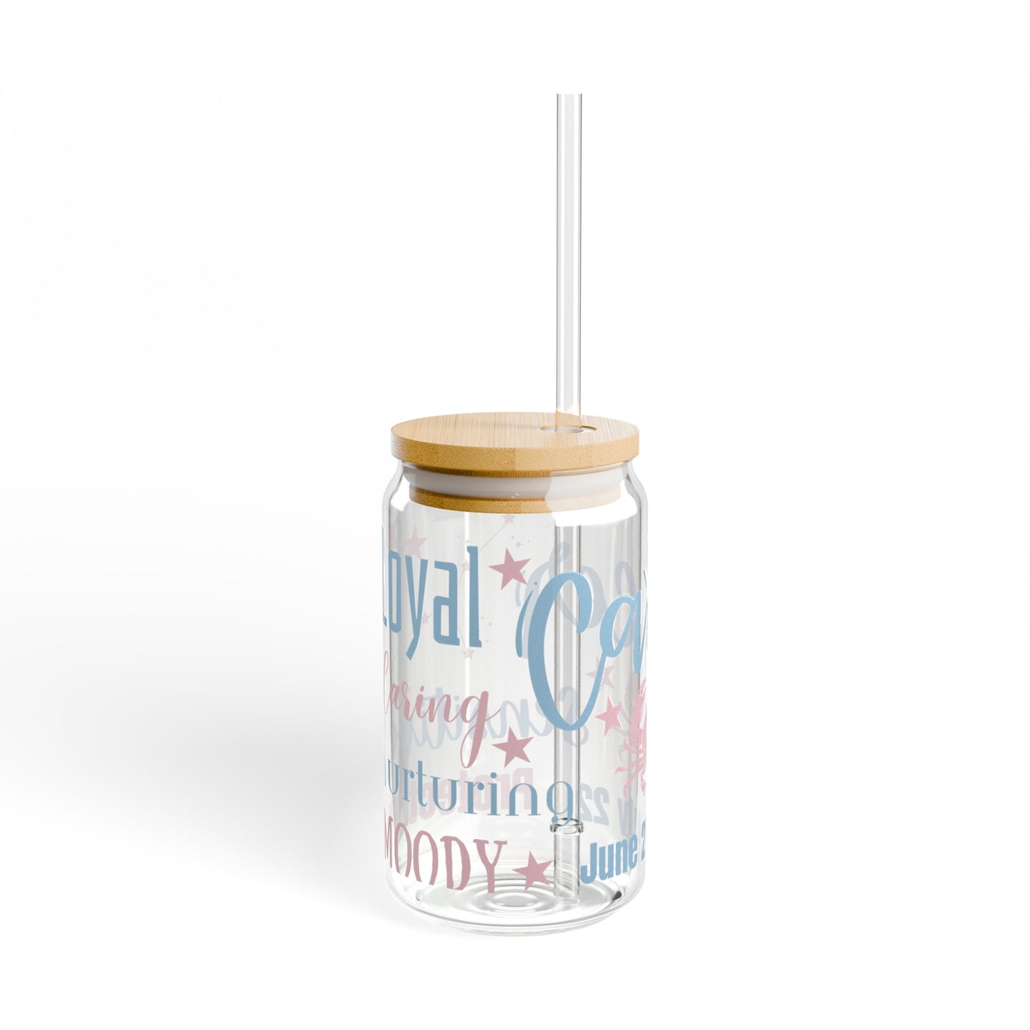 Cancer Astrology 16oz Glass Can with Lid and Straw