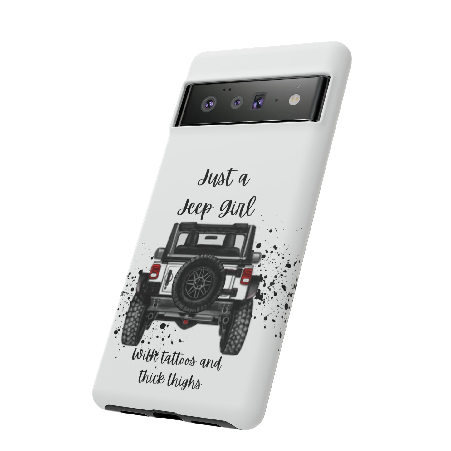 Off Road Girl with Tattoos and Thick Thighs Black Protective Phone Case