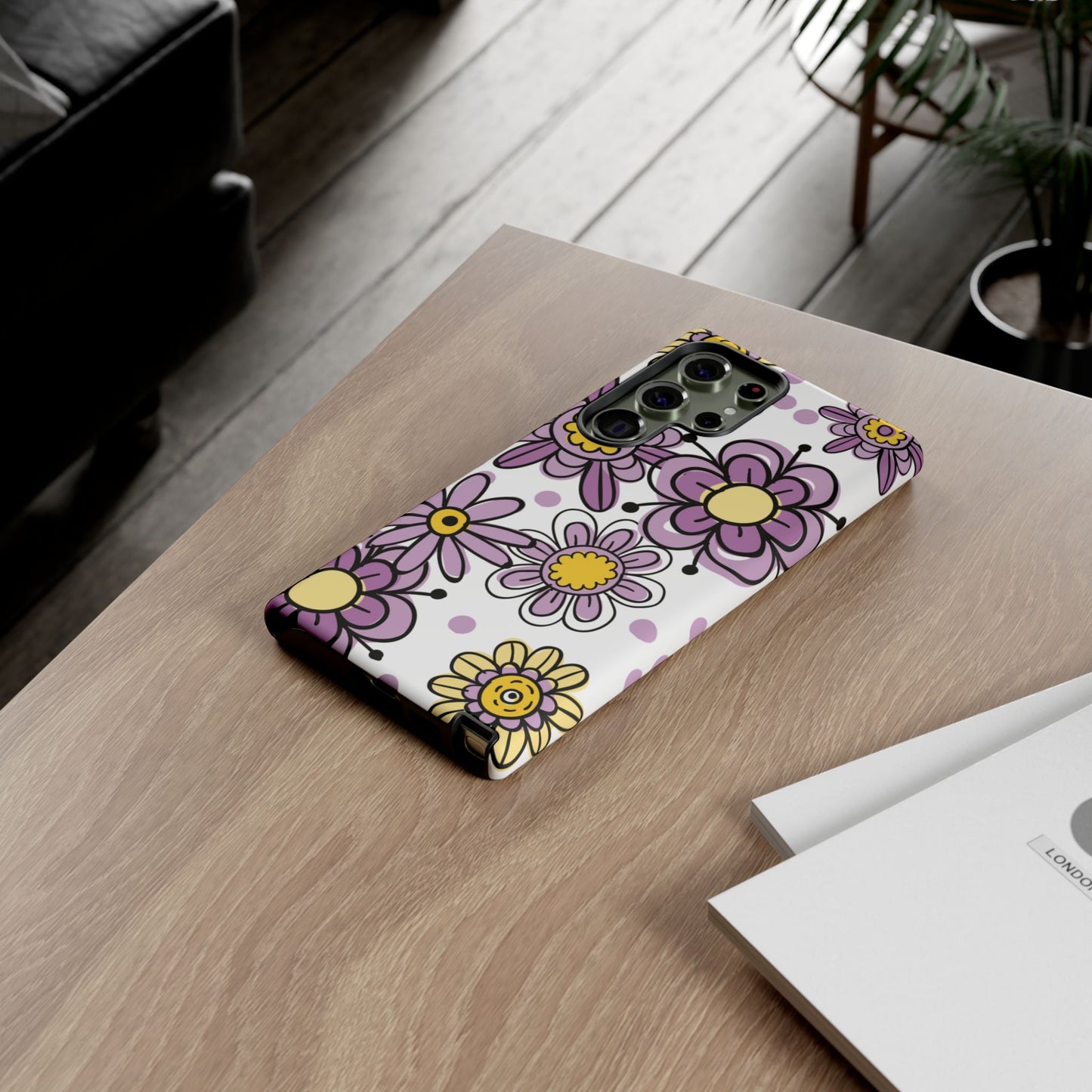 Purple Flowers Protective Phone Case