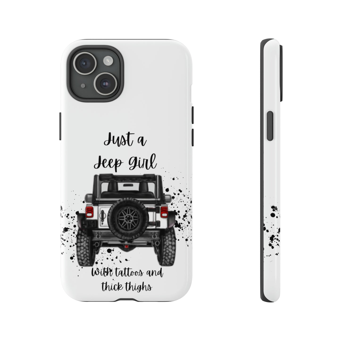 Off Road Girl with Tattoos and Thick Thighs Black Protective Phone Case