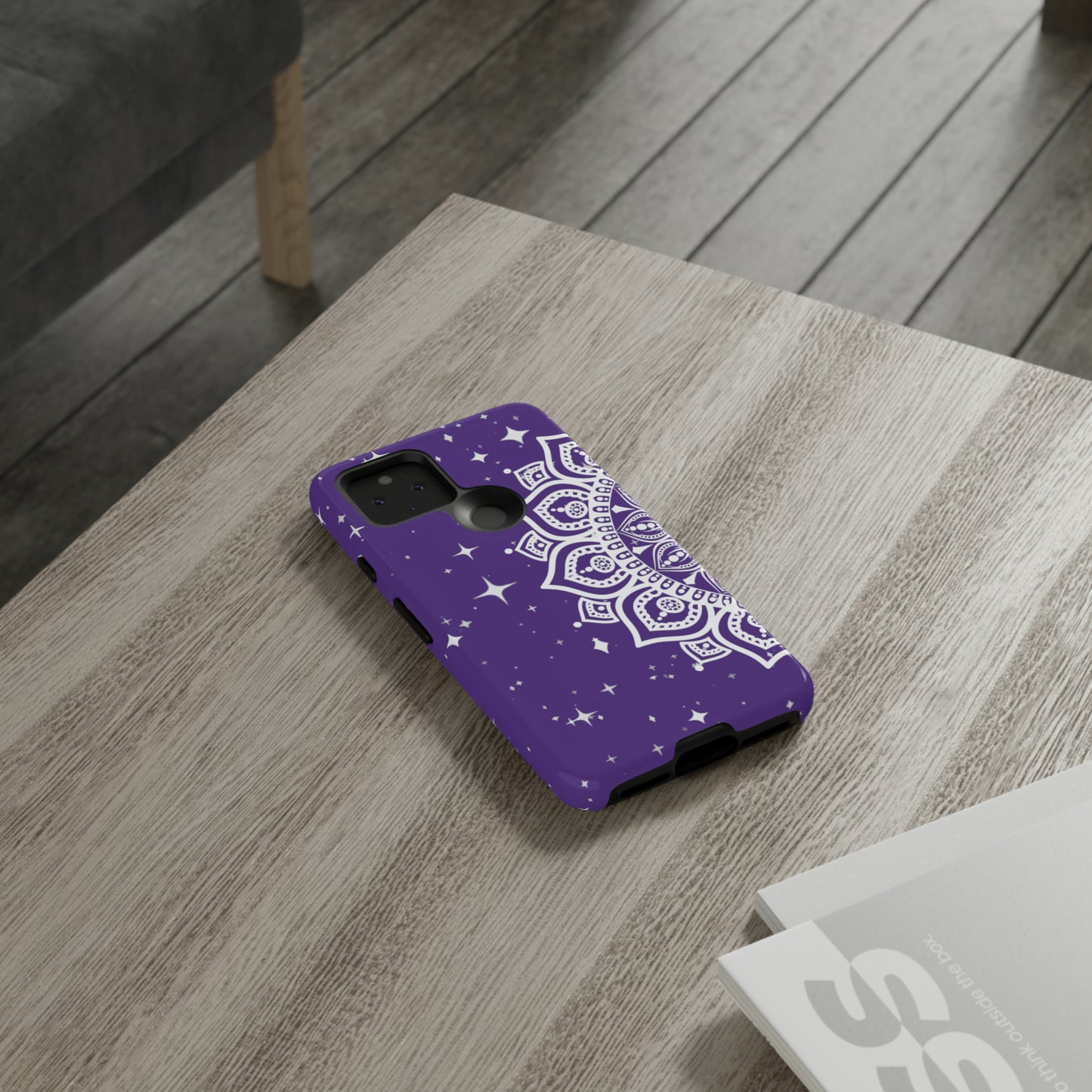 Purple mandala protective phone case for iPhone, Samsung and Google