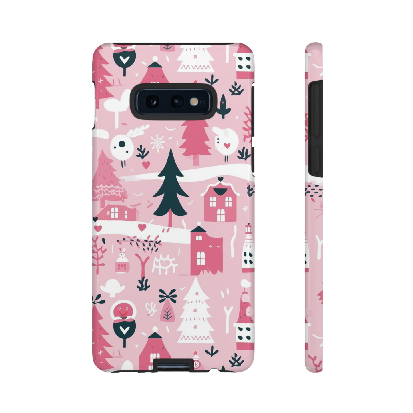 Pink Christmas Design Protective Case for Iphone, Samsung and Google Phones