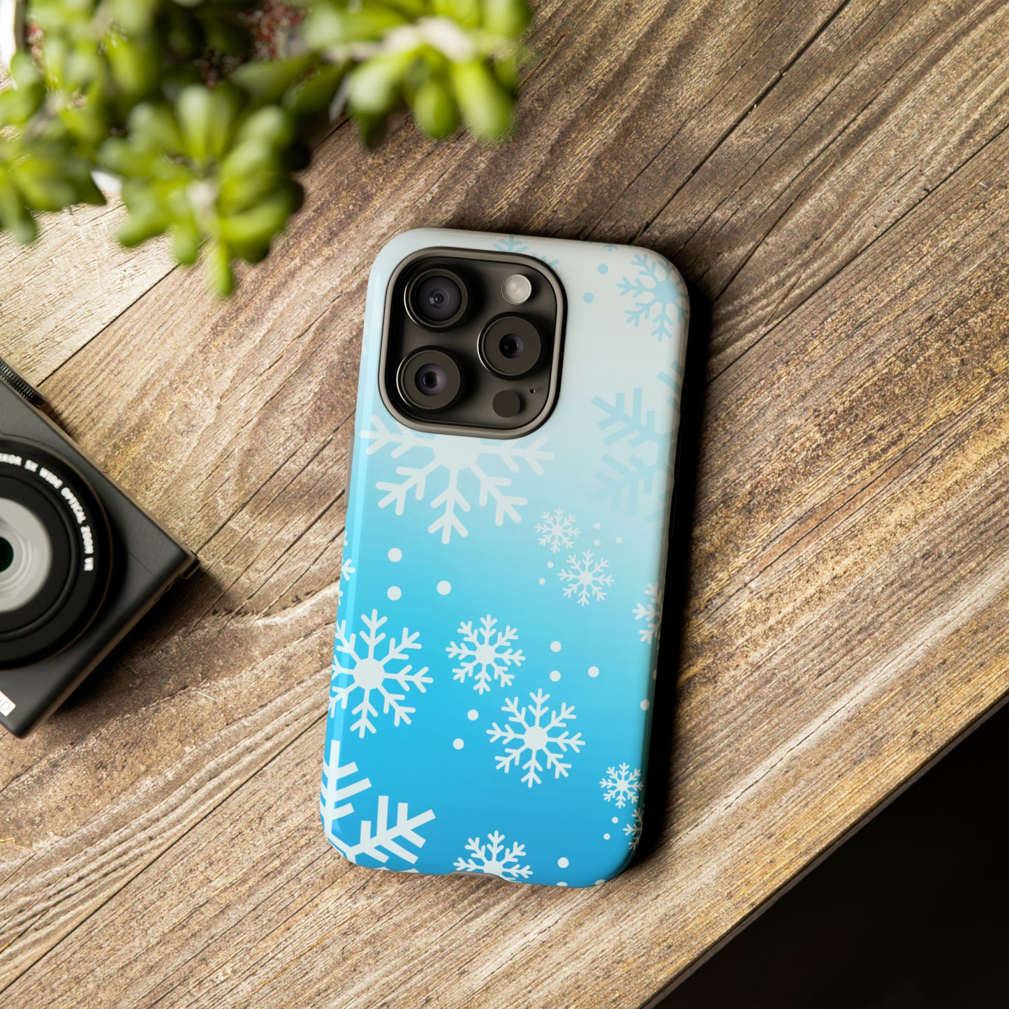 Winter, frozen, snowflake ombré protective phone case for Google, Samsung and IPhone