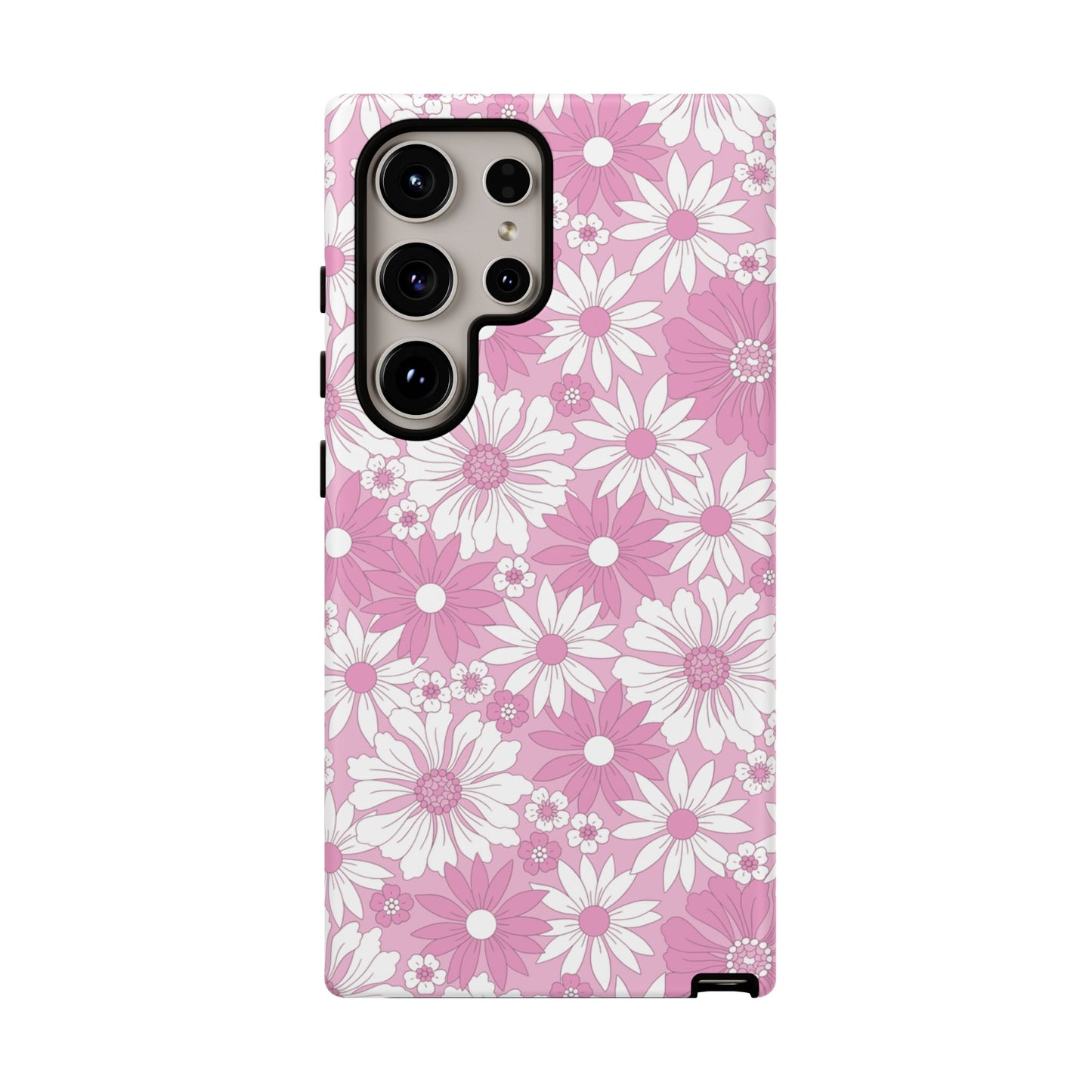 Pink and White Flowers Protective Phone Case