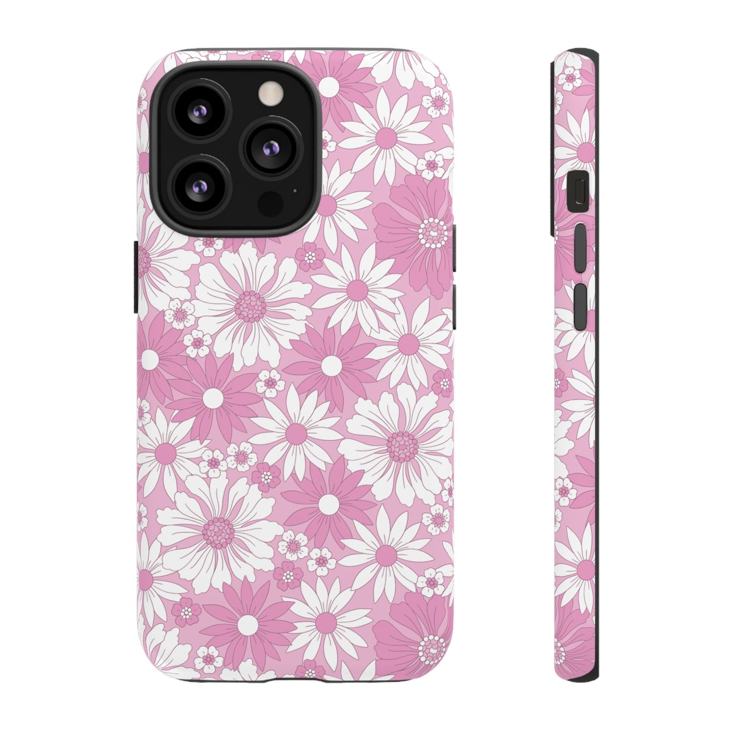 Pink and White Flowers Protective Phone Case