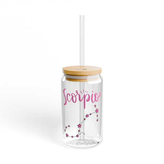 Scorpio 16oz Glass Can with Lid and Straw