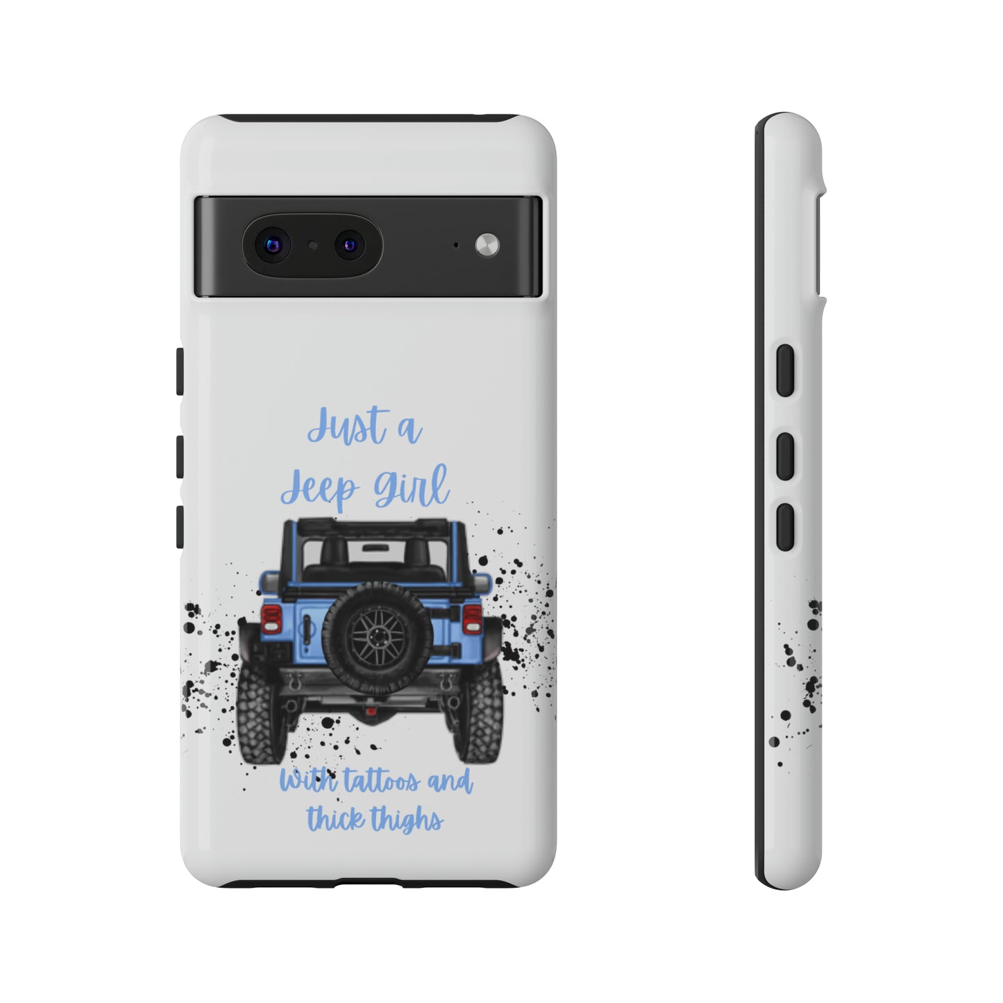 Off Road Girl with Tattoos and Thick Thighs Blue Protective Phone Case