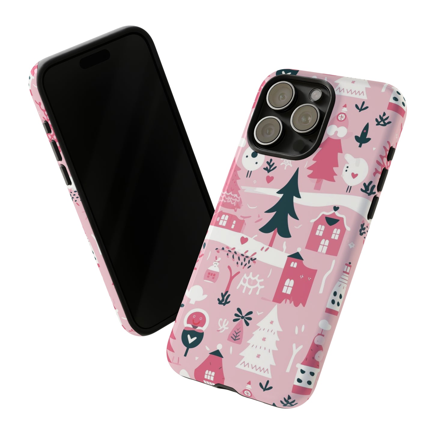 Pink Christmas Design Protective Case for Iphone, Samsung and Google Phones