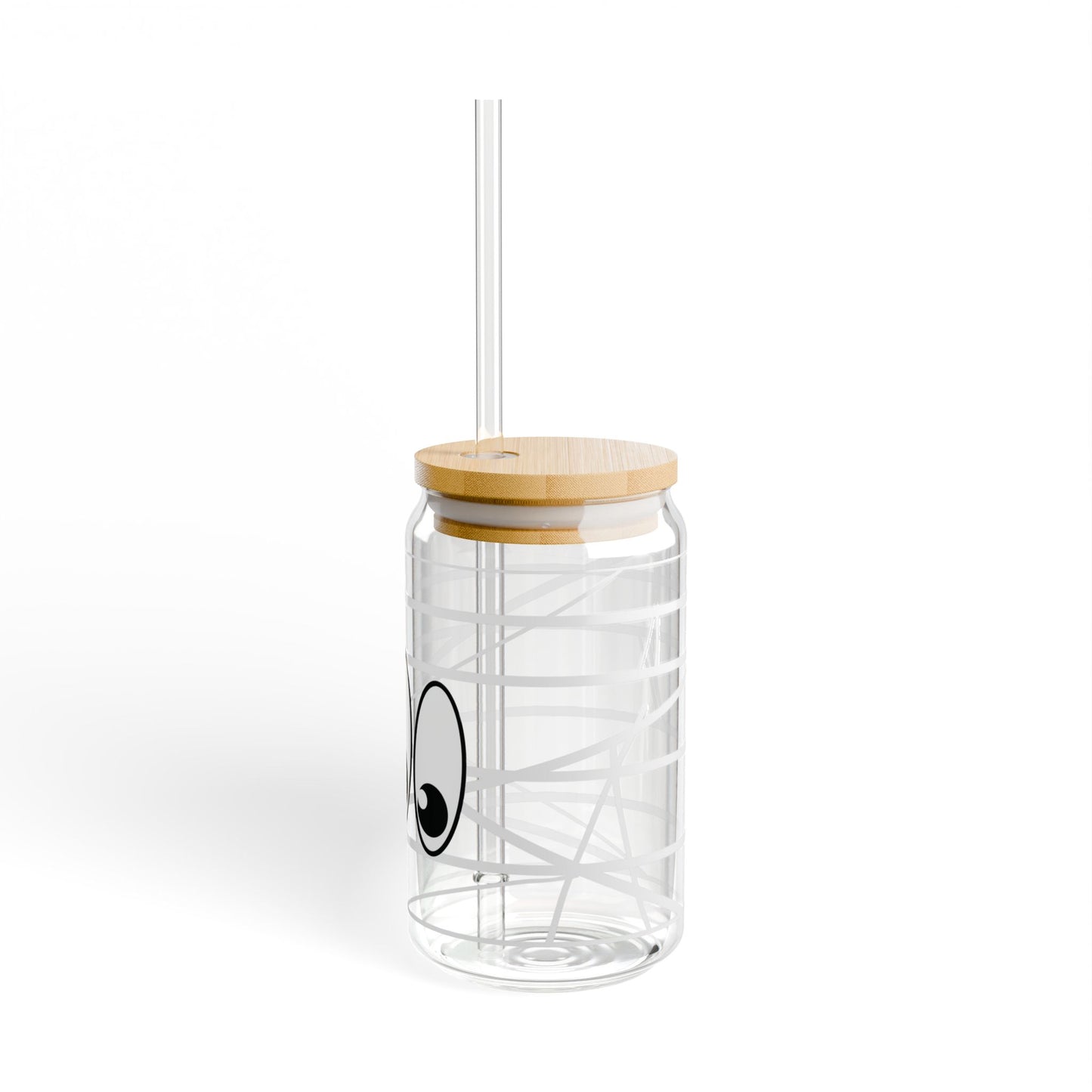 Mummy 16oz Glass Can with Lid and Straw