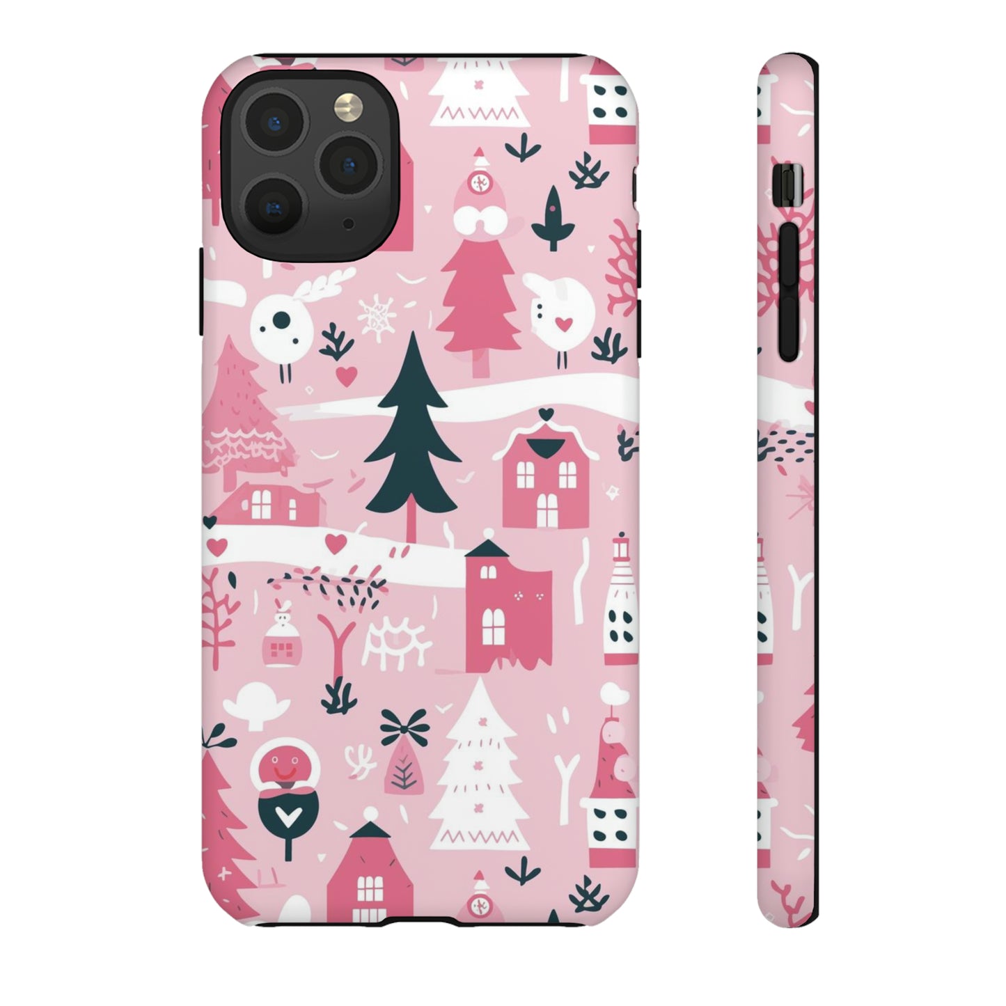 Pink Christmas Design Protective Case for Iphone, Samsung and Google Phones