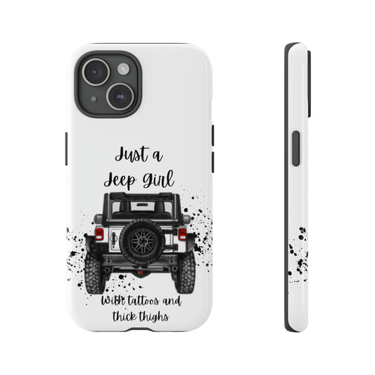 Off Road Girl with Tattoos and Thick Thighs Black Protective Phone Case