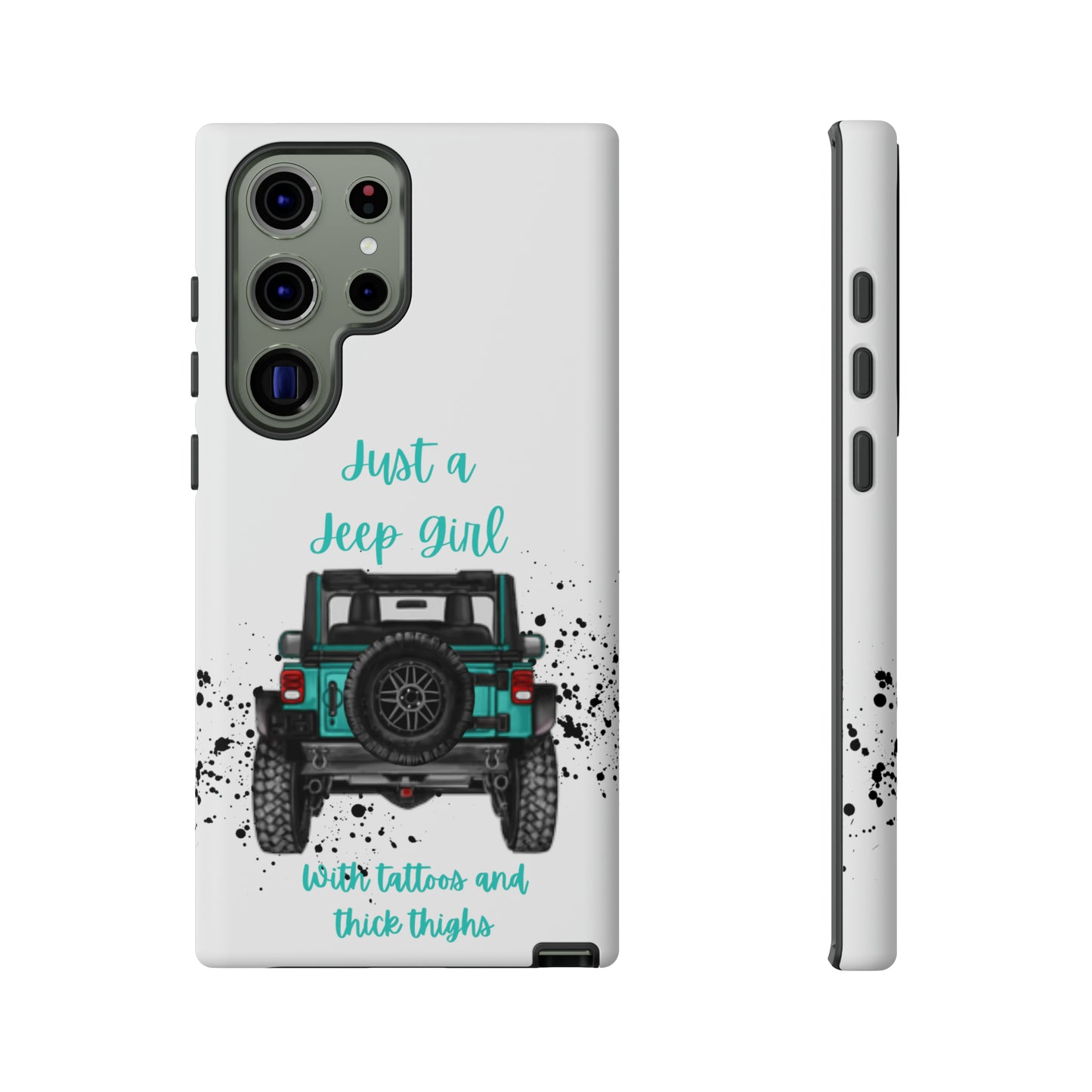 Off Road Girl with Tattoos and Thick Thighs Turquoise Protective Phone Case