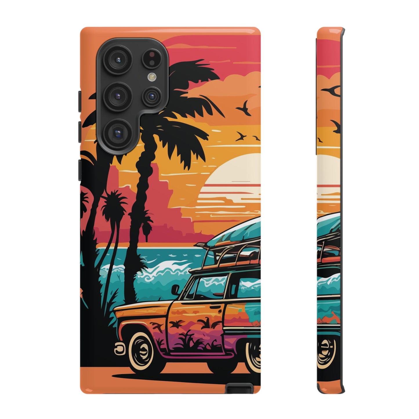 Summer Retro Sunset Protective Phone Case
