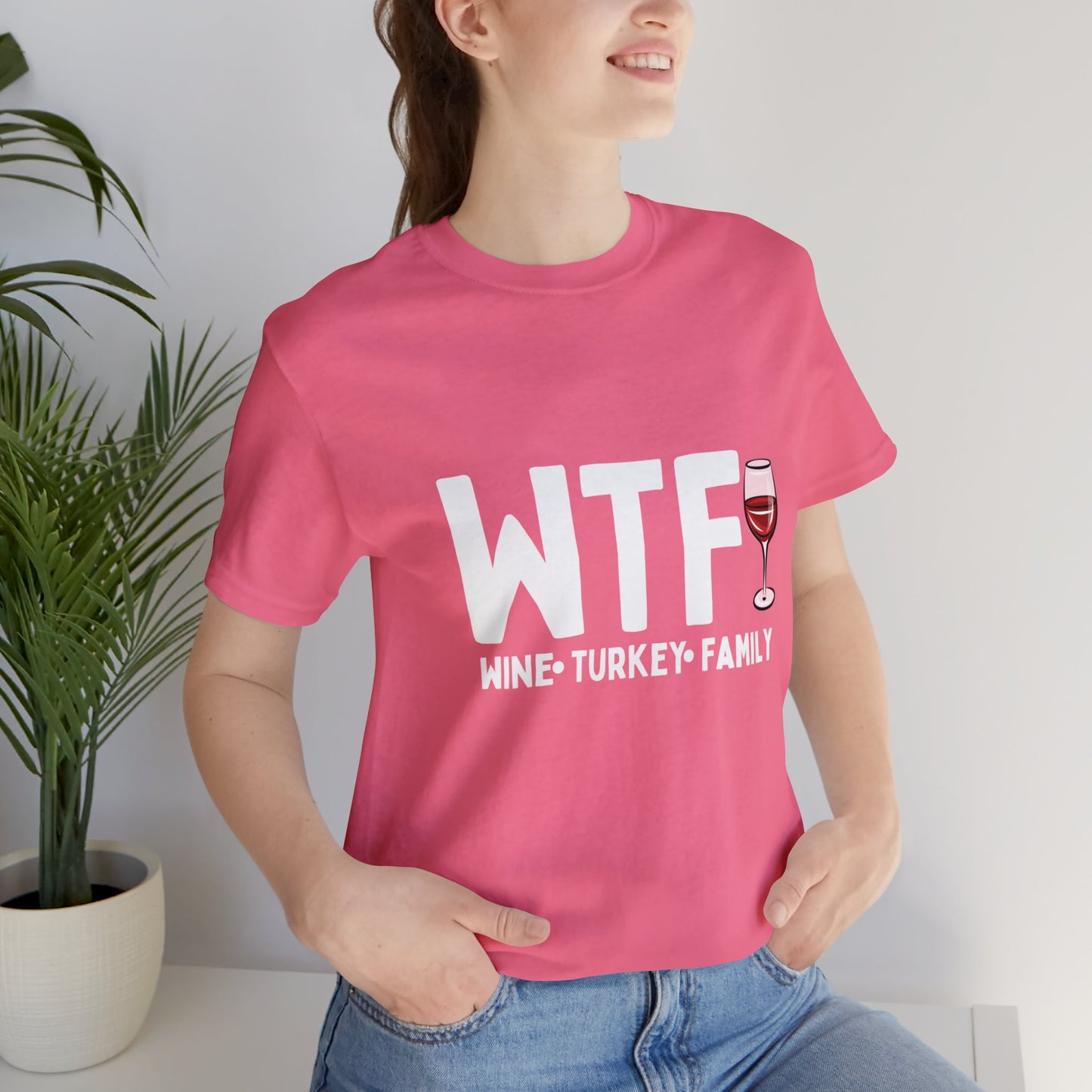 WTF Wine Turkey Family Unisex Jersey Short Sleeve Tee