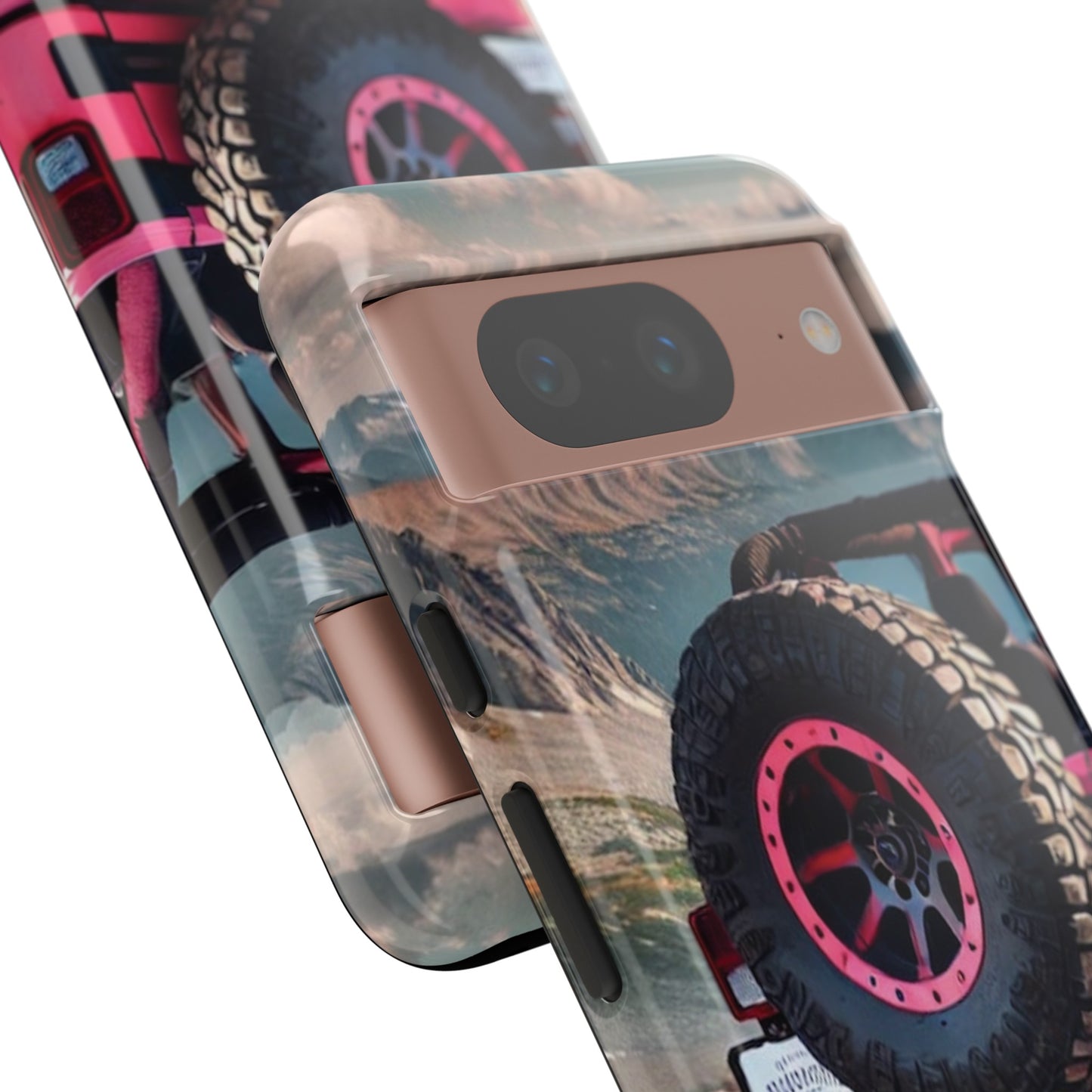 Pink Jeep Tire Protective Phone Case