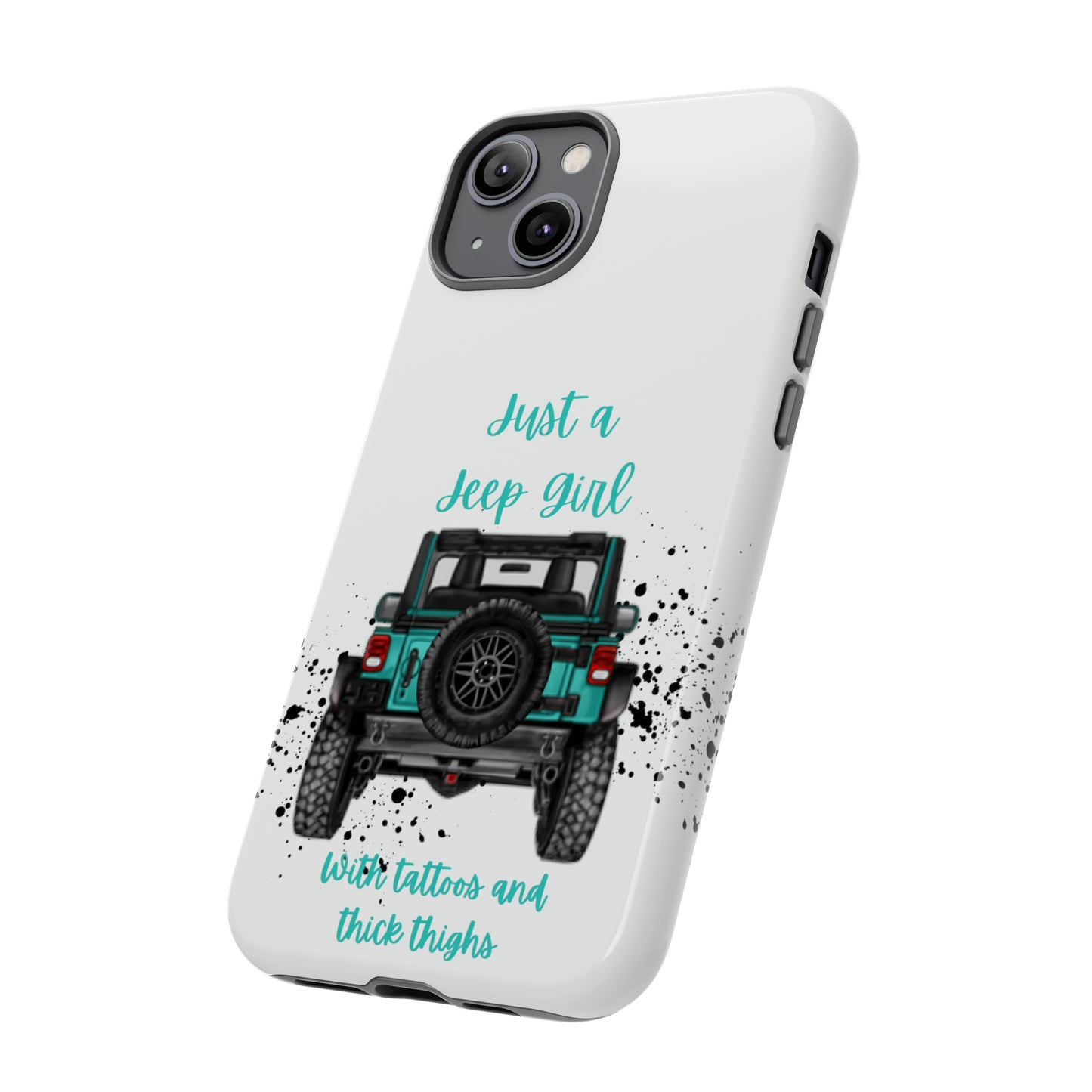 Off Road Girl with Tattoos and Thick Thighs Turquoise Protective Phone Case