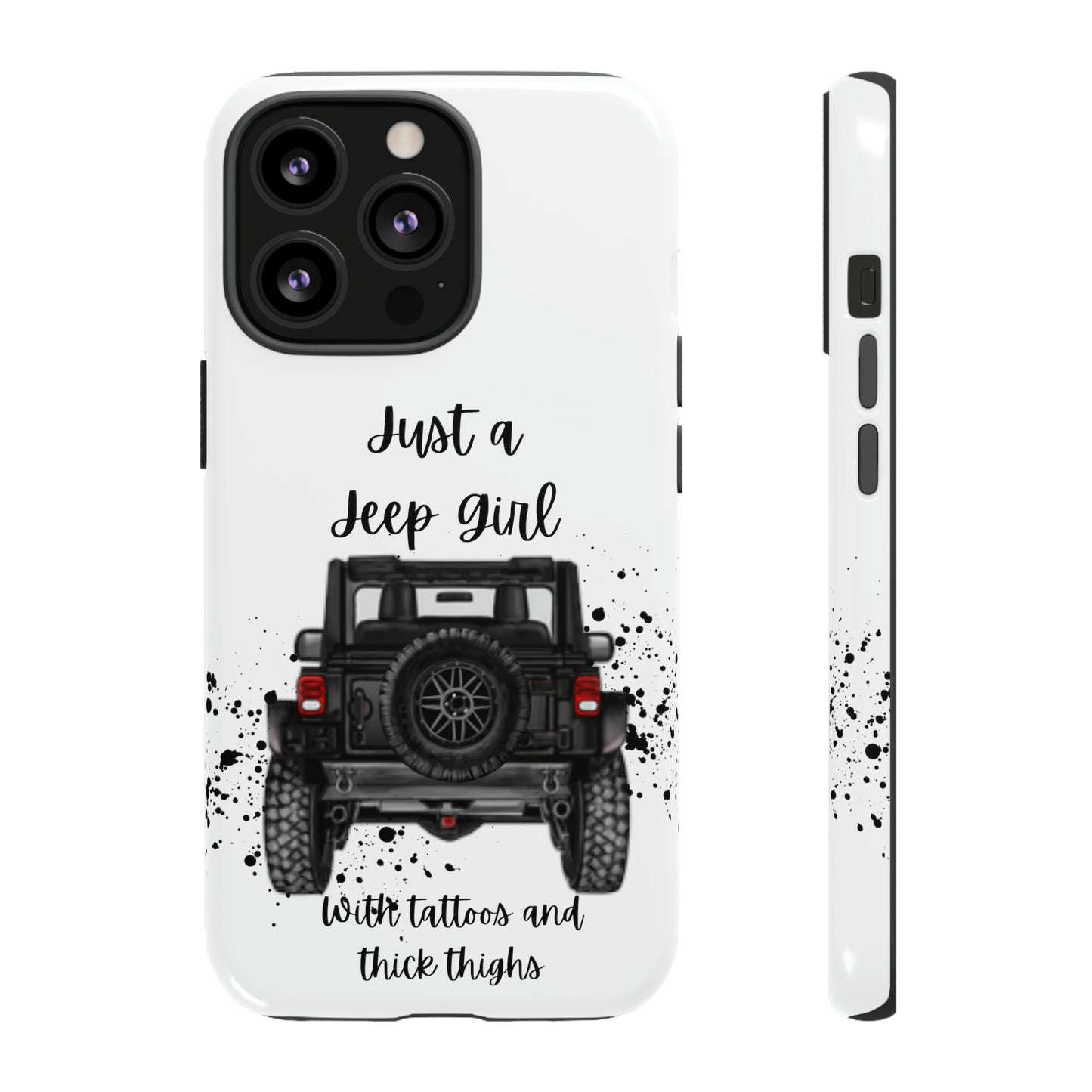 Off Road Girl with Tattoos and Thick Thighs Black Protective Phone Case