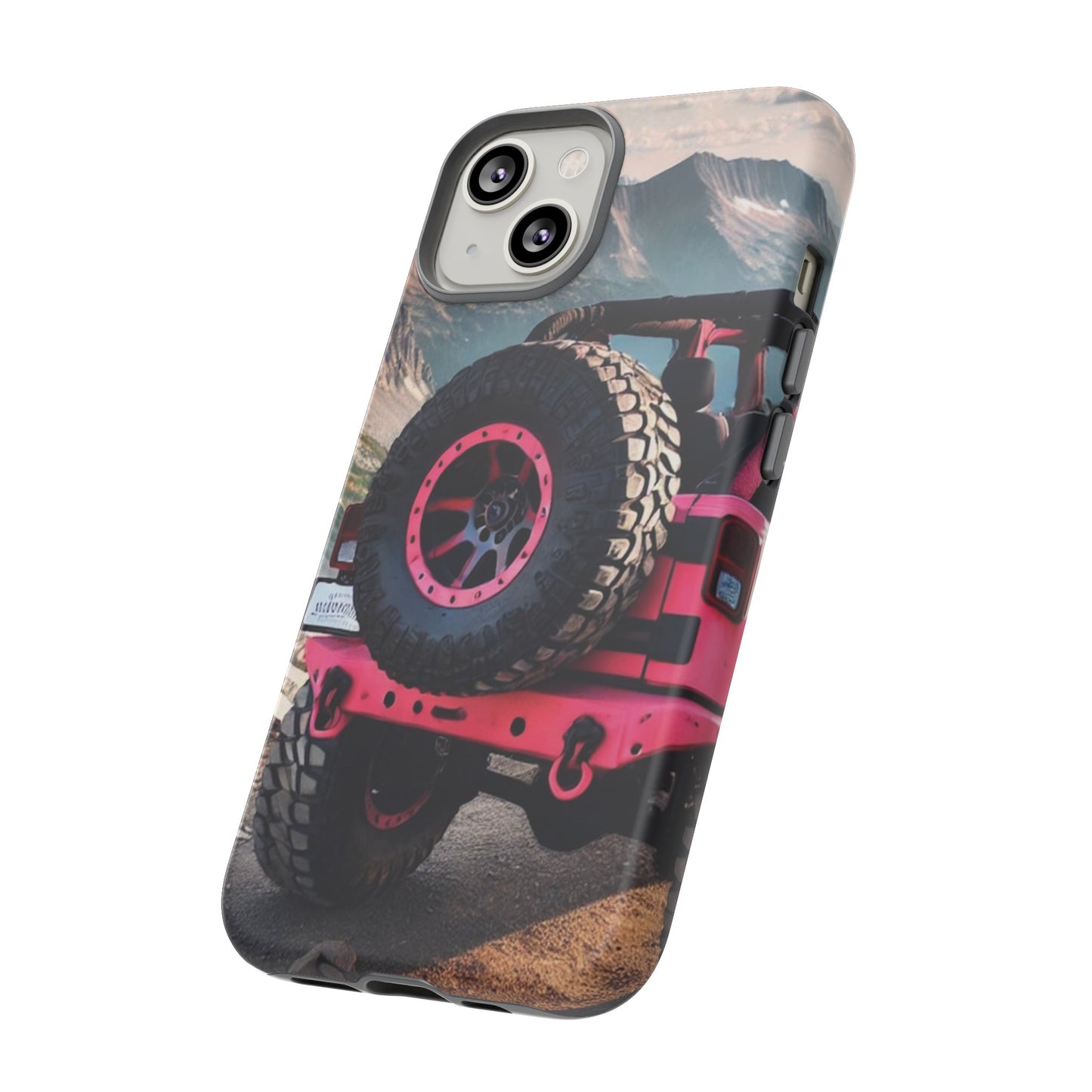 Pink Jeep Tire Protective Phone Case