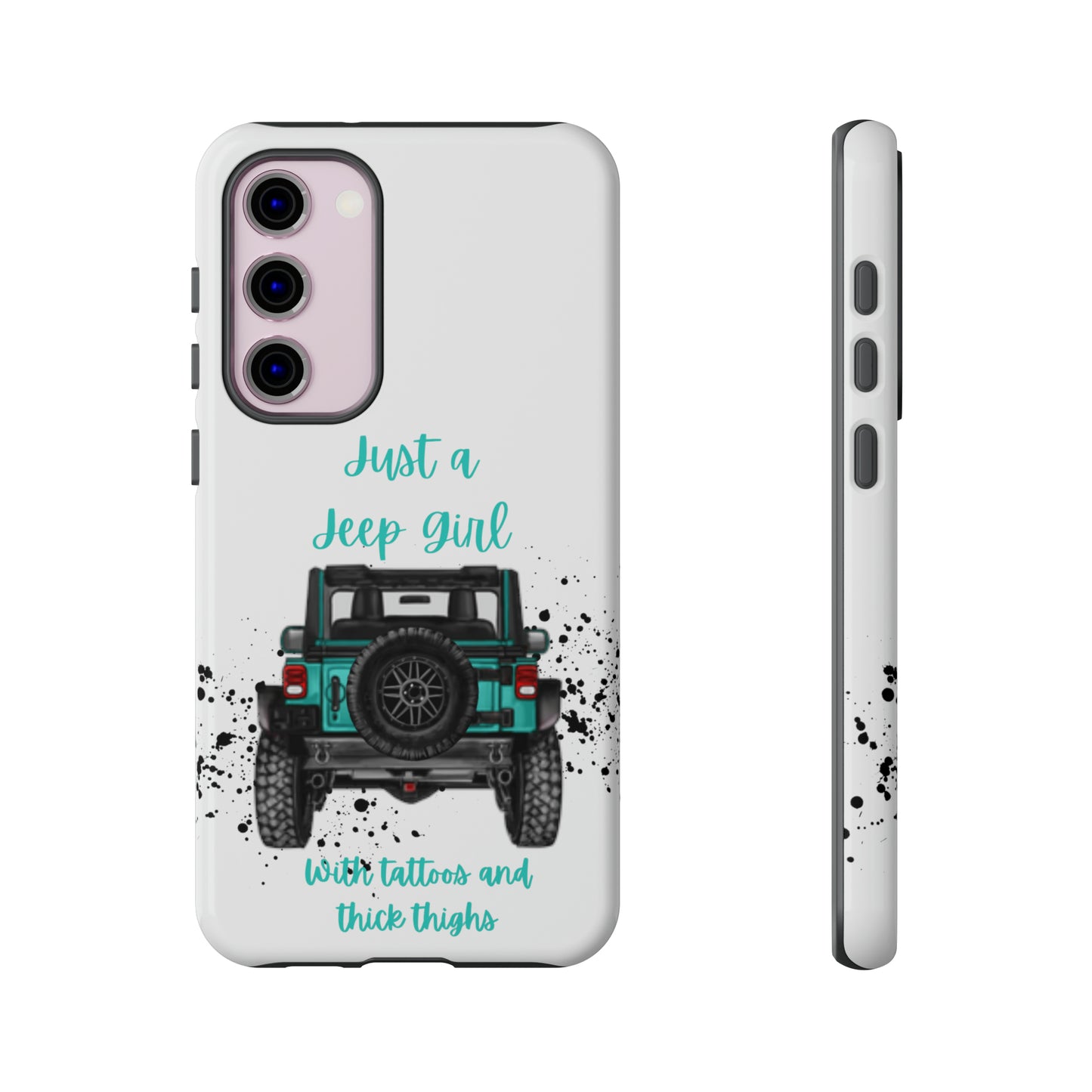 Off Road Girl with Tattoos and Thick Thighs Turquoise Protective Phone Case