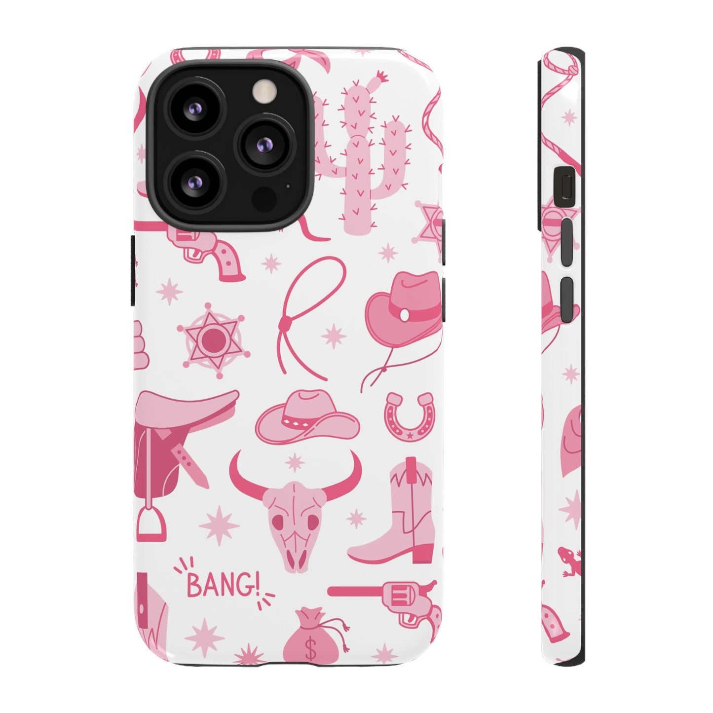 Pink Western Protective Phone Case for Iphone, Samsung and Google Phones