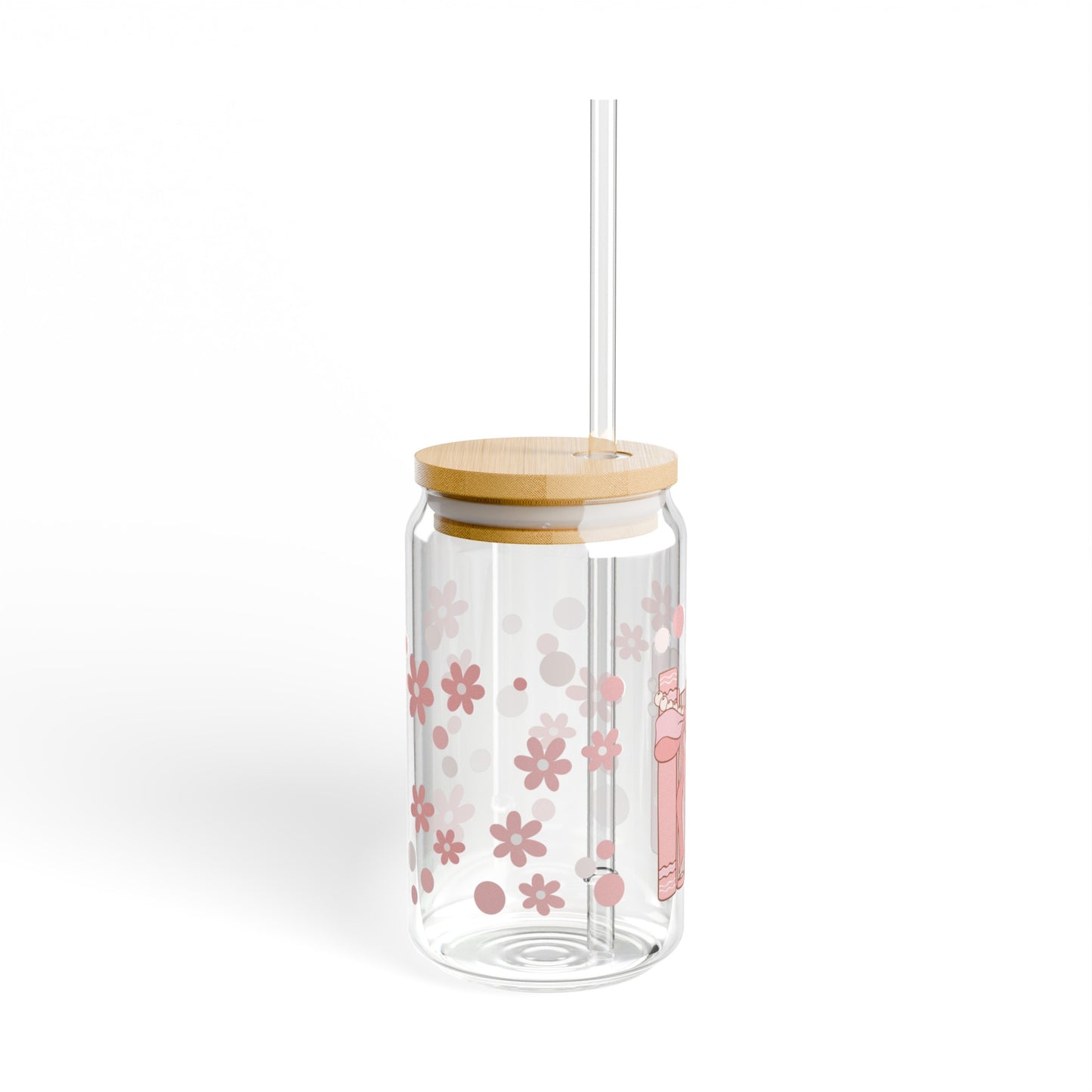 Book Love 16oz Glass Can with Lid and Straw
