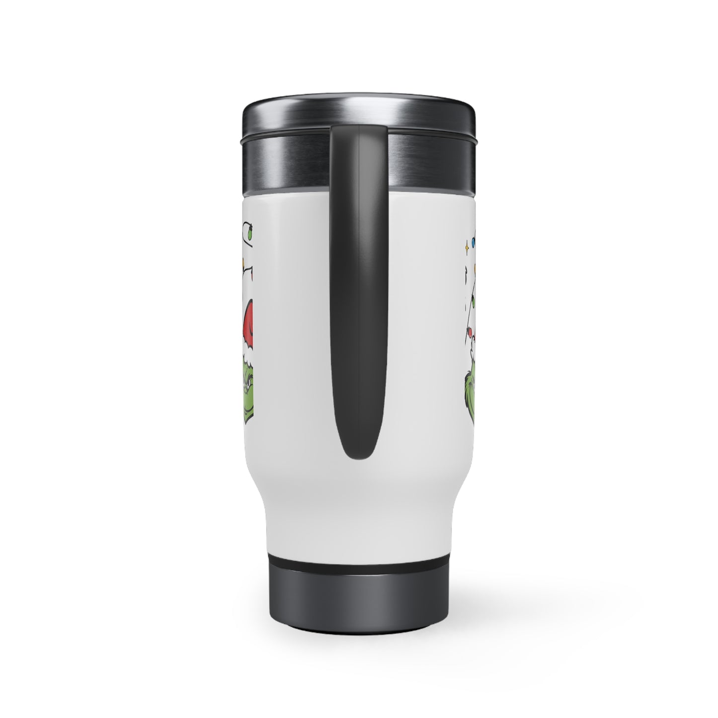 Grinchmas Lights Stainless Steel Travel Mug with Handle, 14oz