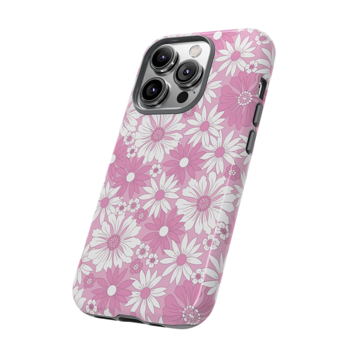 Pink and White Flowers Protective Phone Case