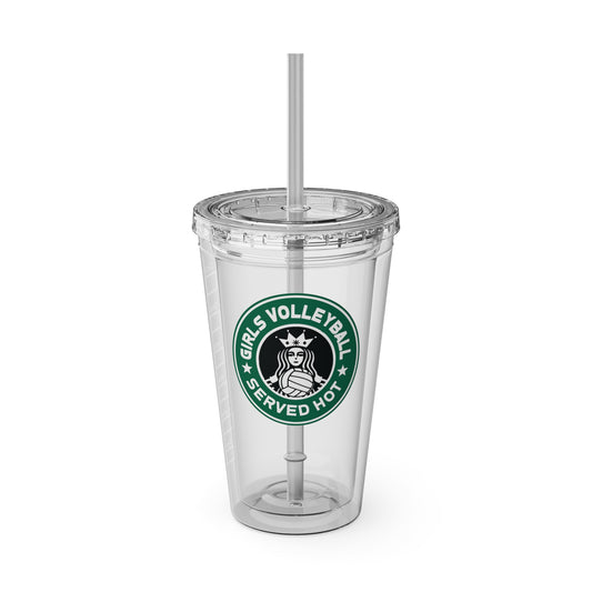 Volleyball Tumbler with Straw, 16oz