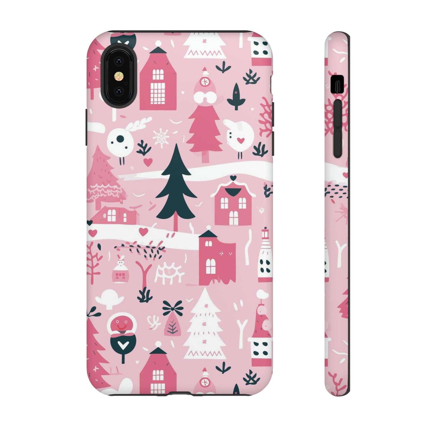 Pink Christmas Design Protective Case for Iphone, Samsung and Google Phones