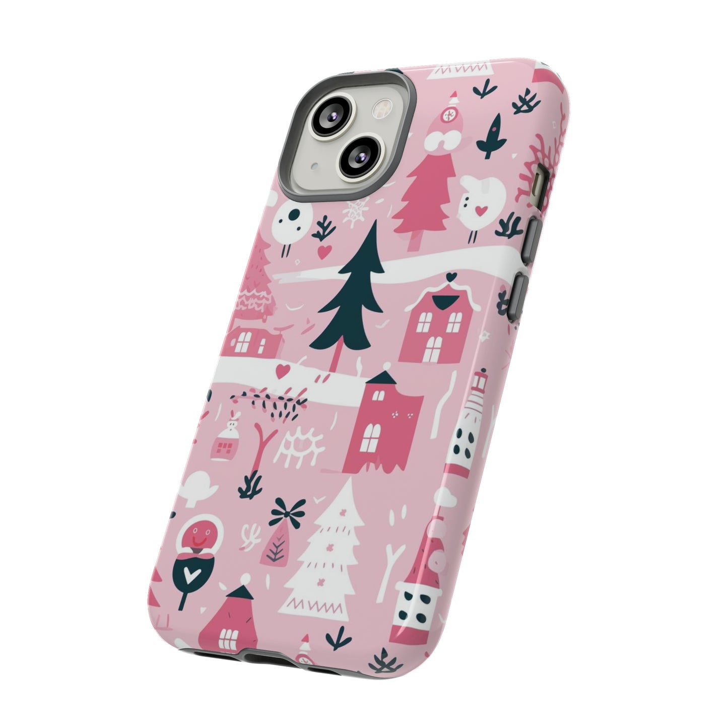 Pink Christmas Design Protective Case for Iphone, Samsung and Google Phones