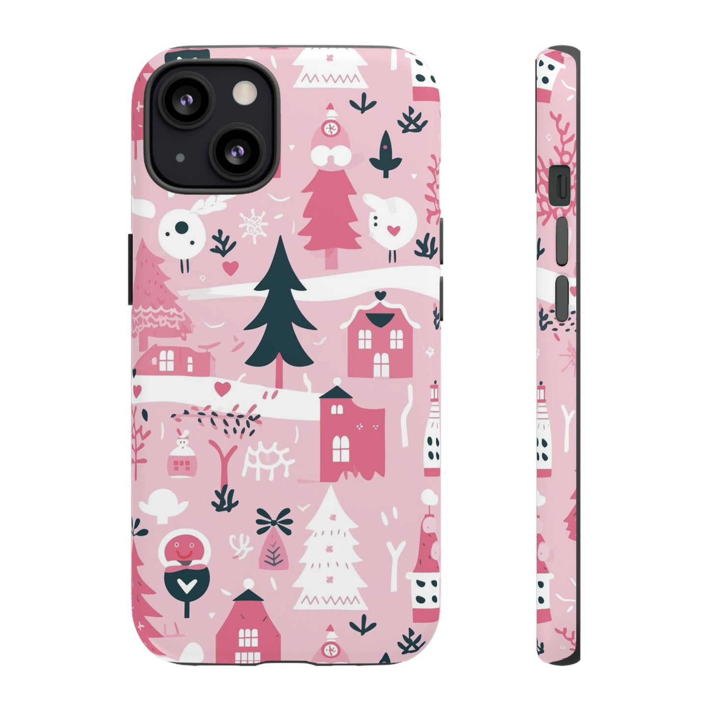 Pink Christmas Design Protective Case for Iphone, Samsung and Google Phones