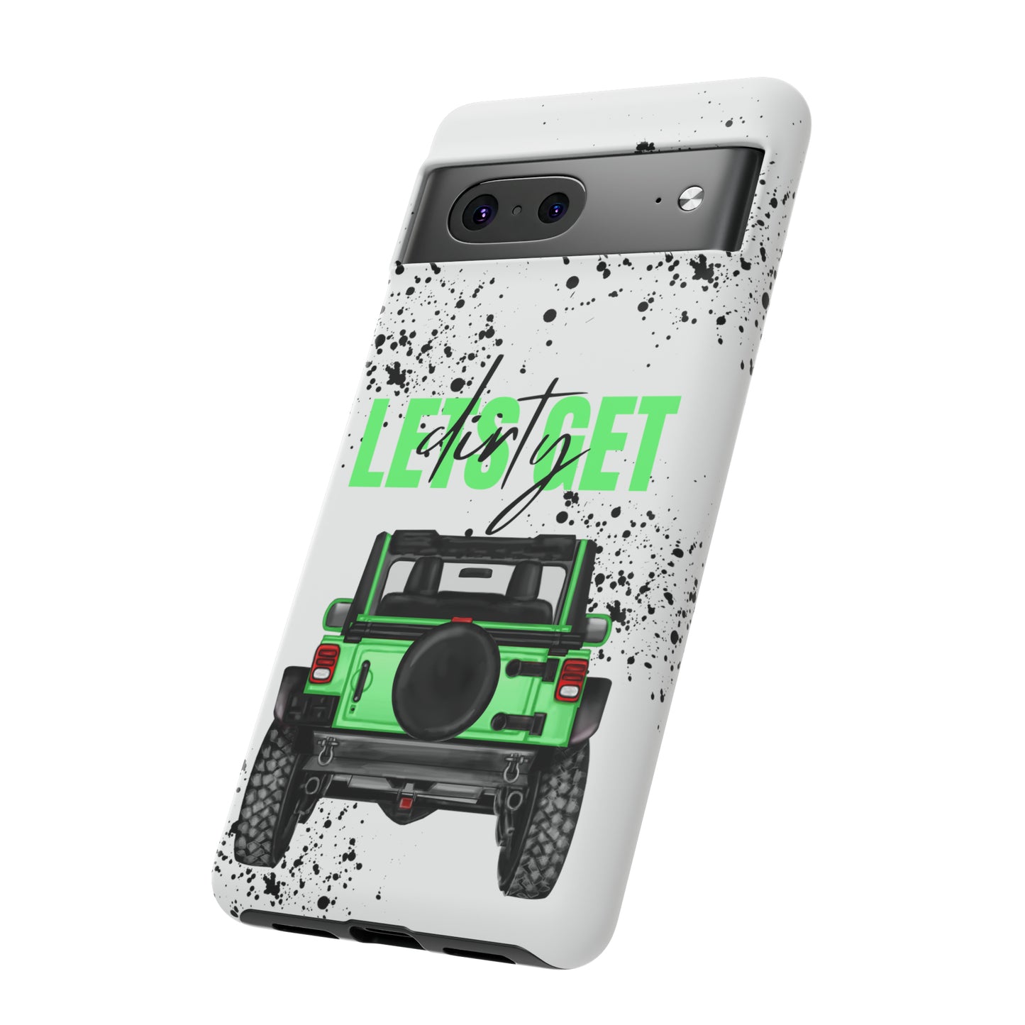 Lets Get Dirty Off Road Green Splatter Protective Phone Case