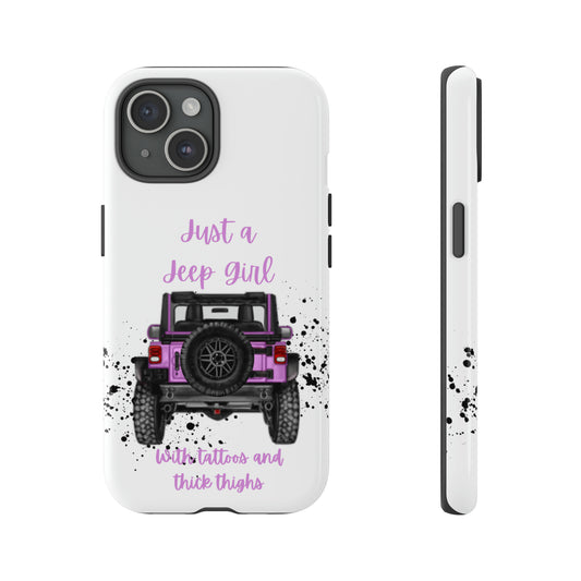 Off Road Girl with Tattoos and Thick Thighs Pink Protective Phone Case