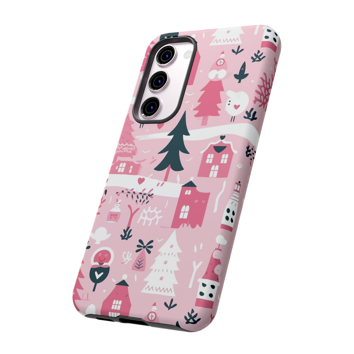 Pink Christmas Design Protective Case for Iphone, Samsung and Google Phones