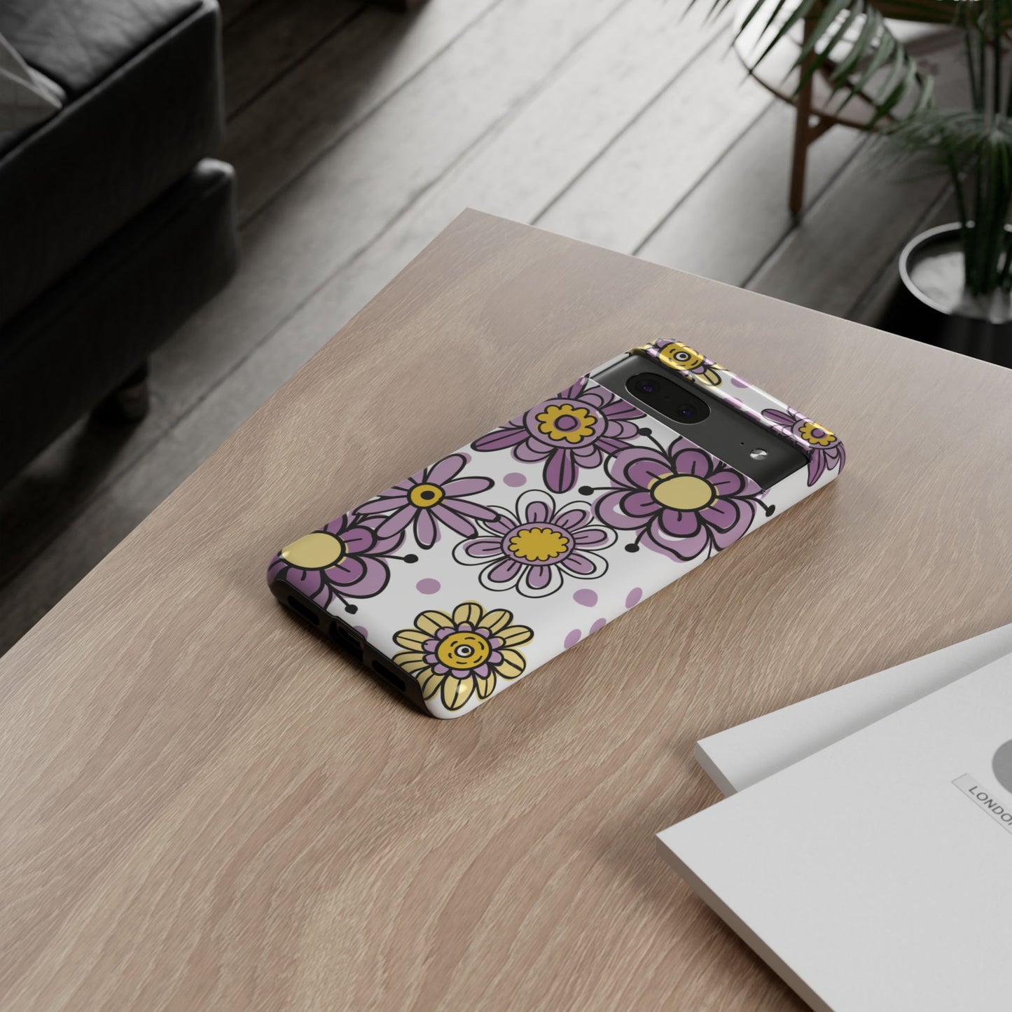 Purple Flowers Protective Phone Case