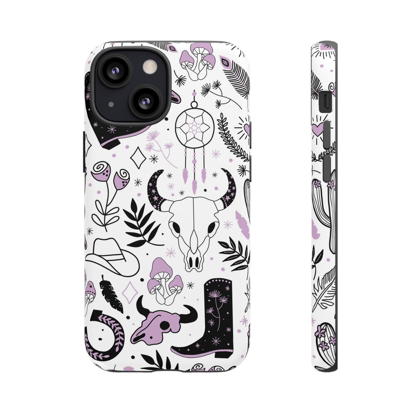 Purple and Black Western Protective Drop Proof Case Iphone, Samsung and Google phones