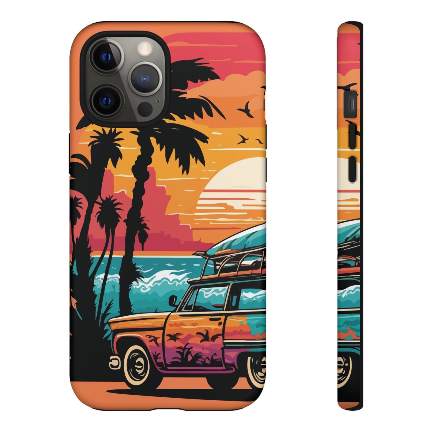Summer Retro Sunset Protective Phone Case