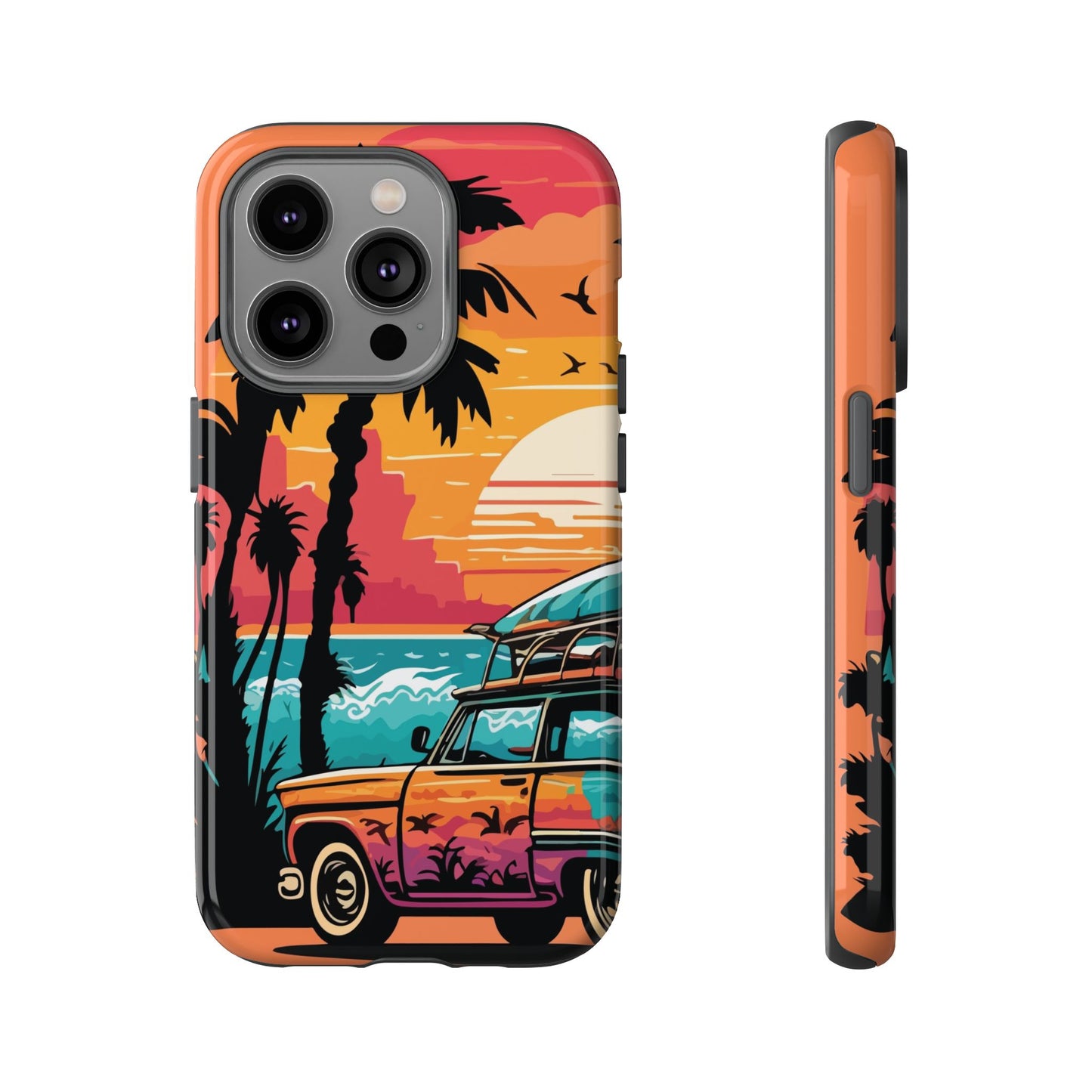Summer Retro Sunset Protective Phone Case