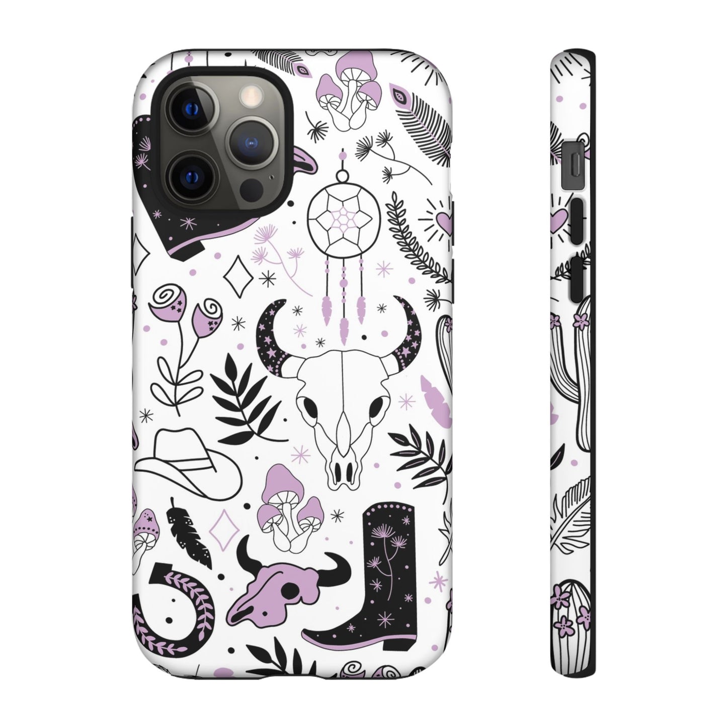Purple and Black Western Protective Drop Proof Case Iphone, Samsung and Google phones