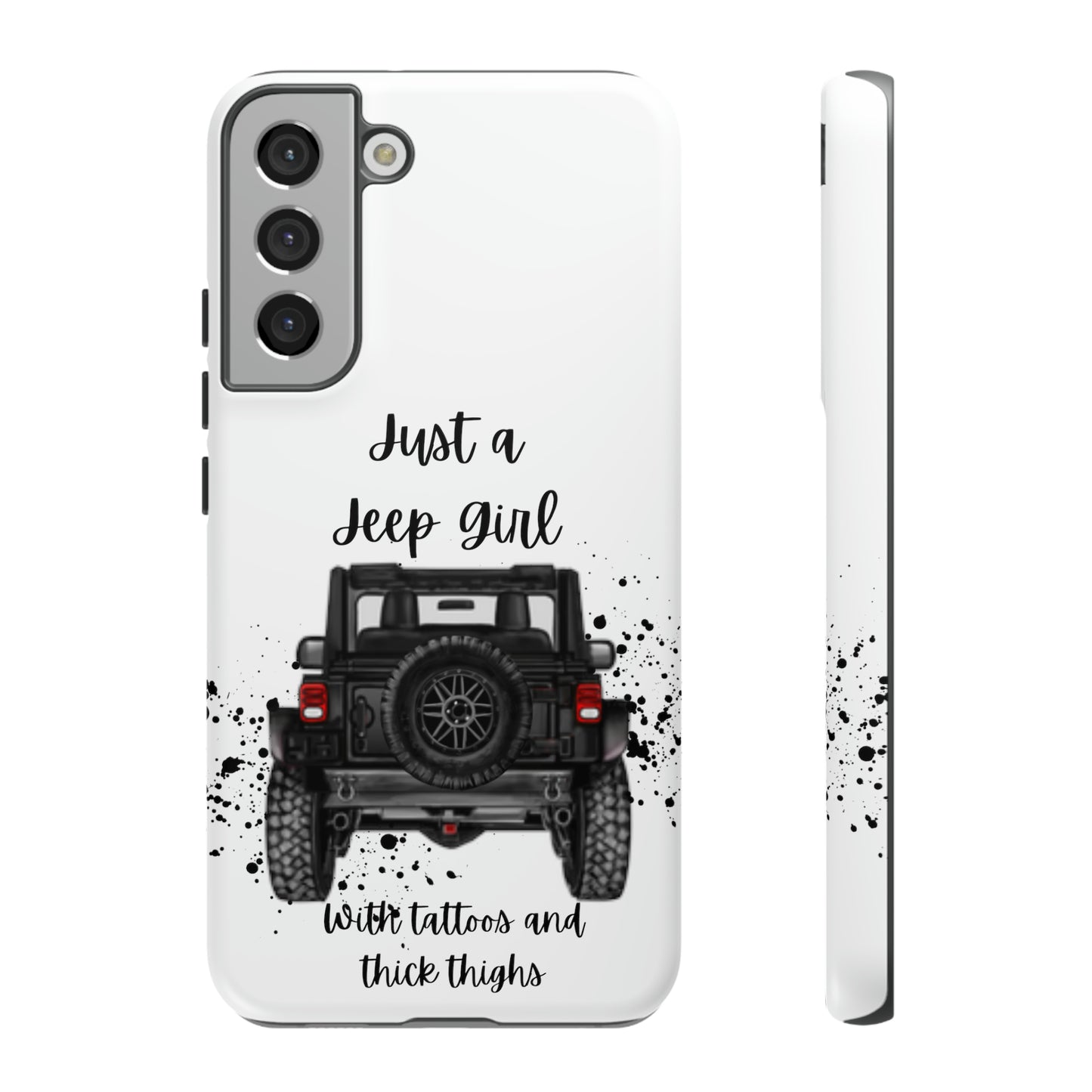 Off Road Girl with Tattoos and Thick Thighs Black Protective Phone Case